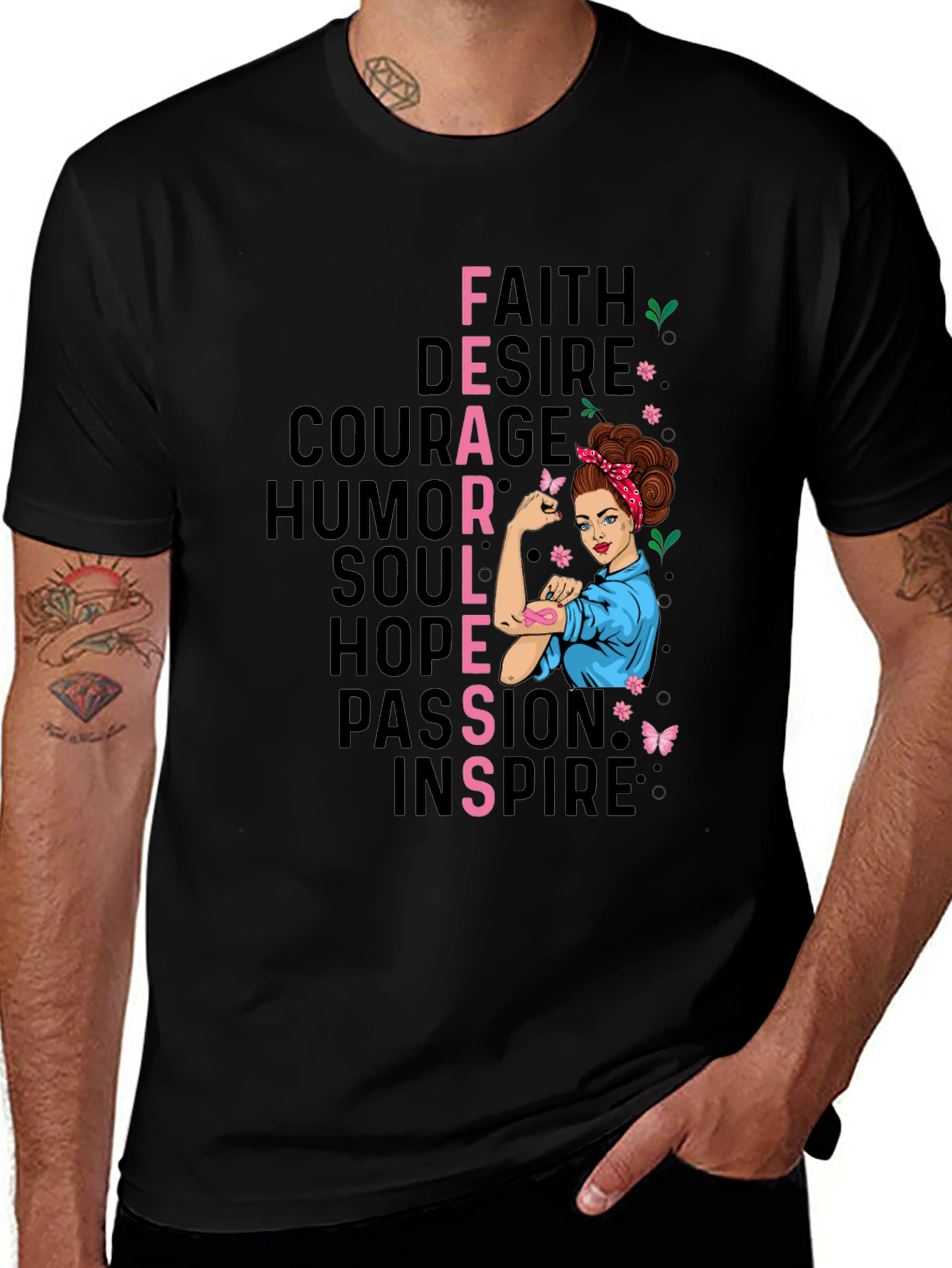 Variant 25 of Fearless T-Shirt - Breast Cancer Awareness Tee