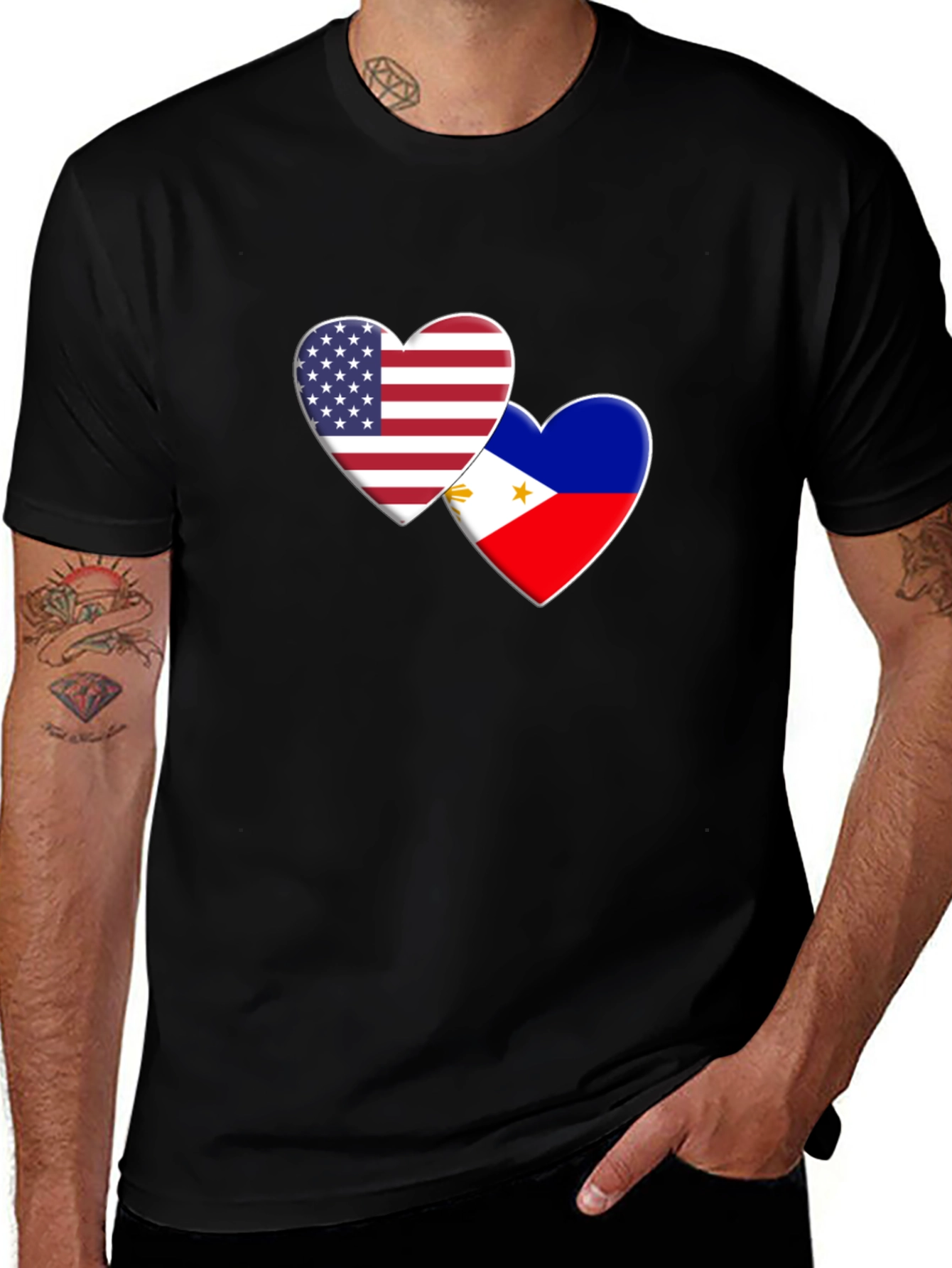USA Philippines Heart Flag Graphic Tee