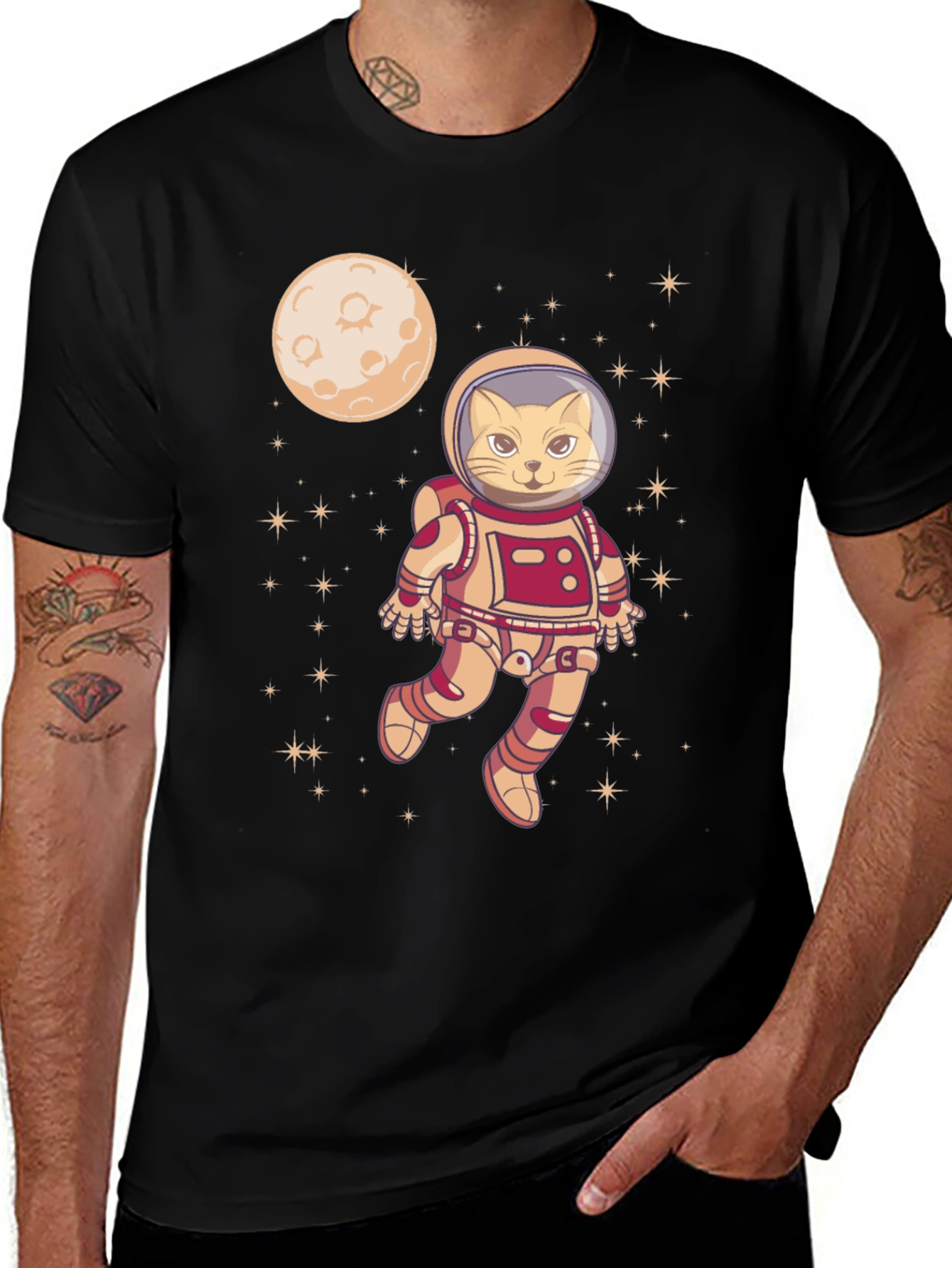 Variant 8 of Astronaut Cat Graphic Tee - Space Adventure