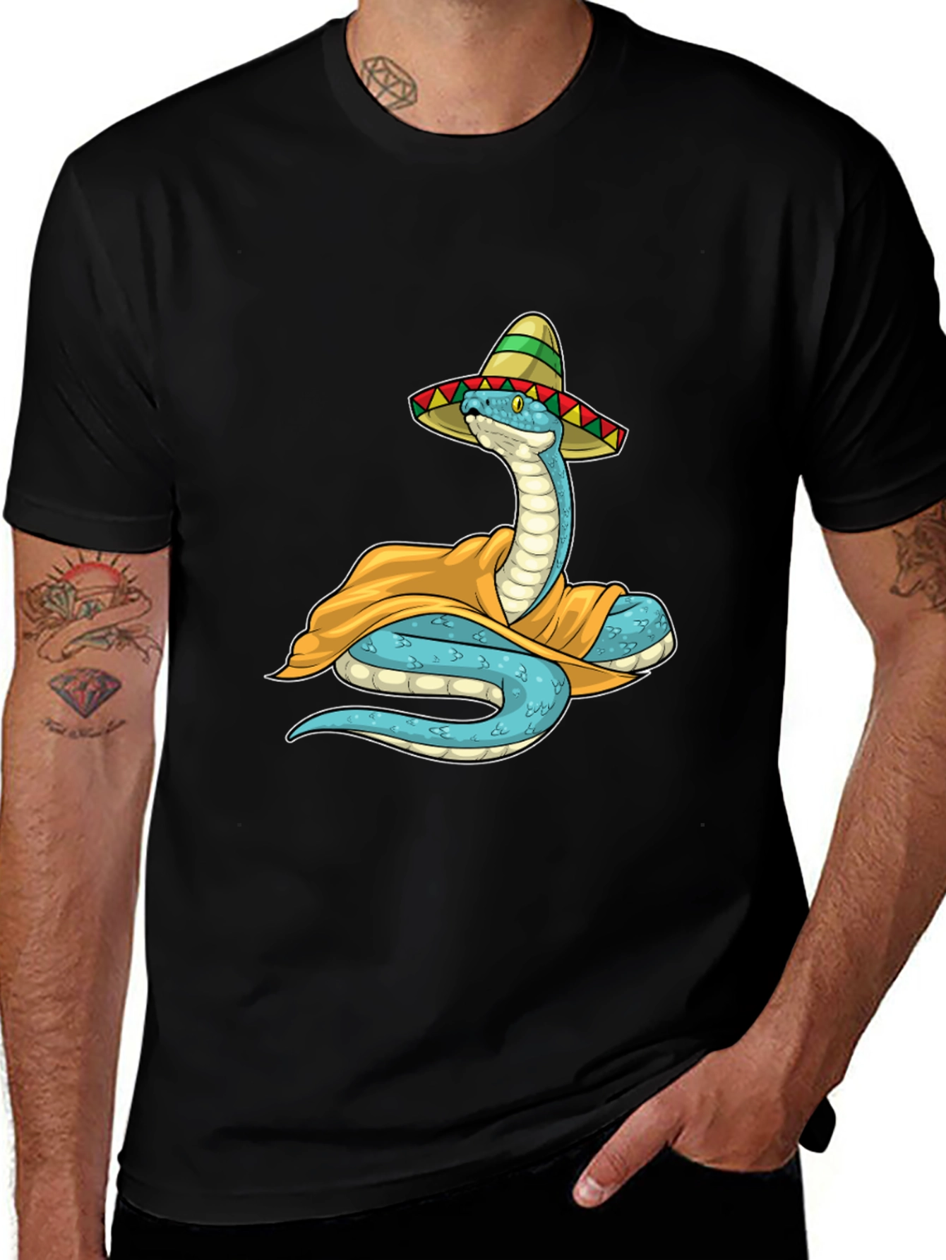 Variant 10 of Cool Snake in Sombrero Graphic T-Shirt
