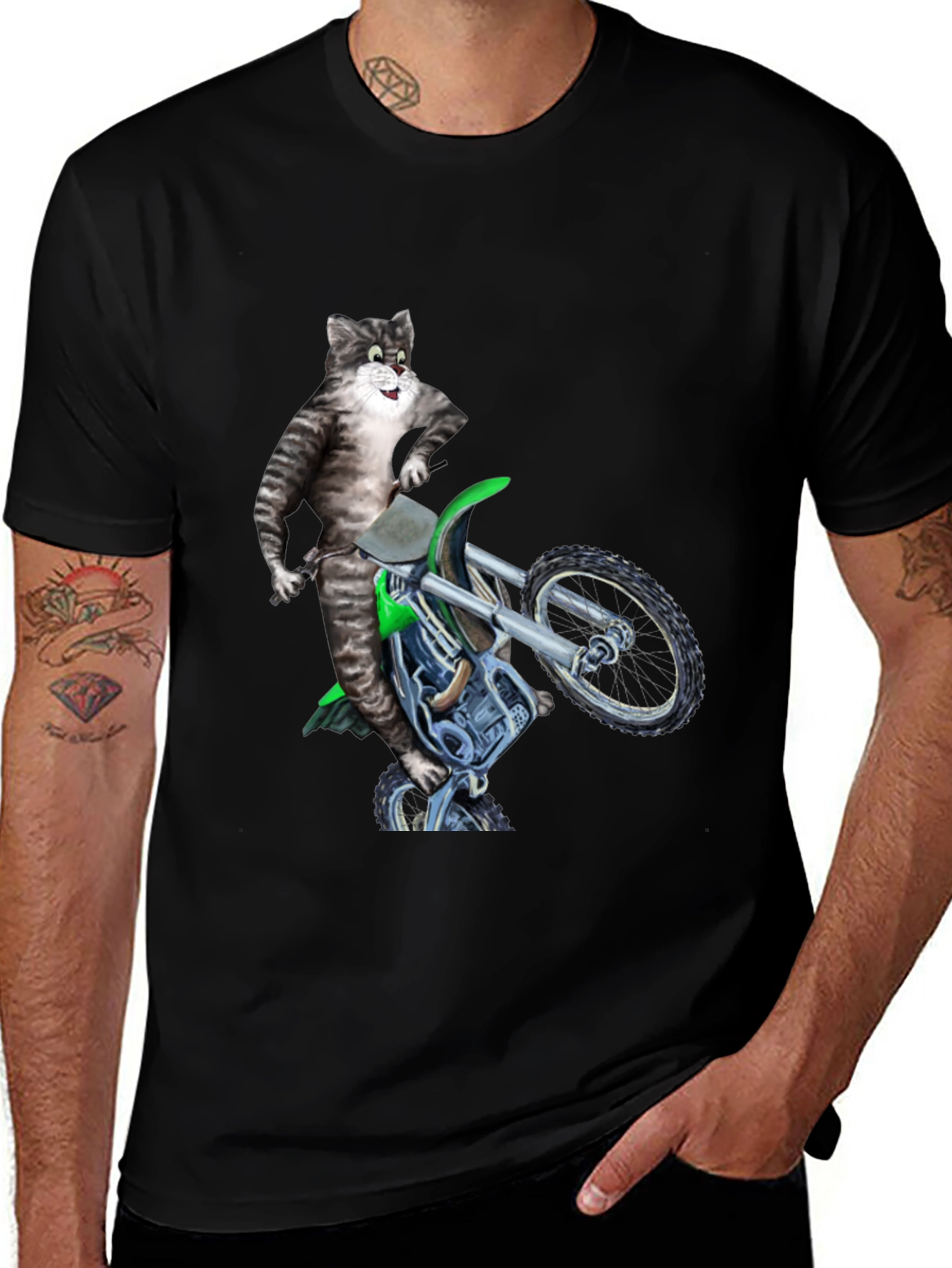 Variant 11 of Cool Cat Riding Motorcycle Graphic Tee