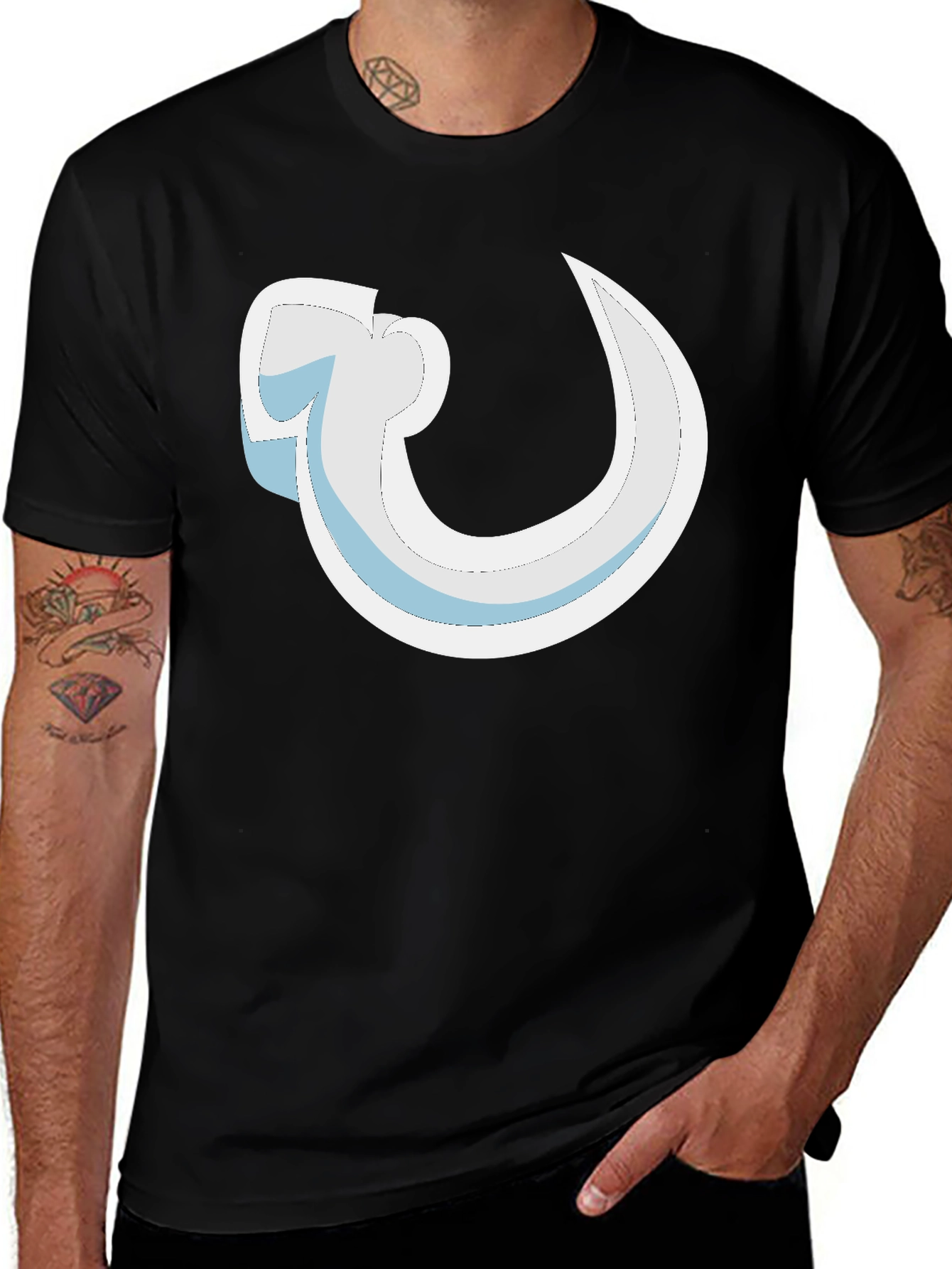 Variant 7 of Abstract Curve Graphic Black T-Shirt