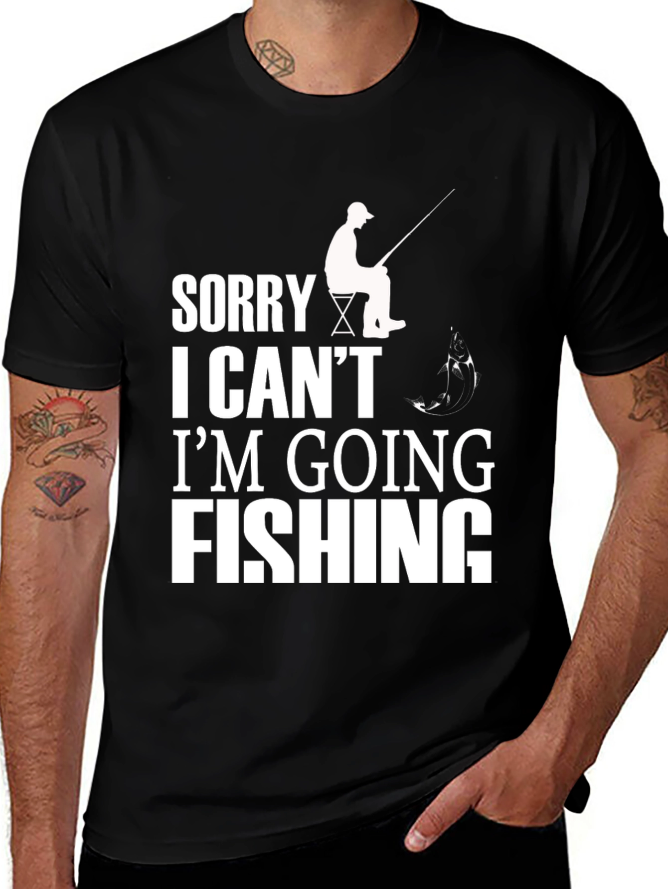 Variant 22 of Fishing Graphic T-Shirt - Sorry, I Can't, I'm Going Fishing