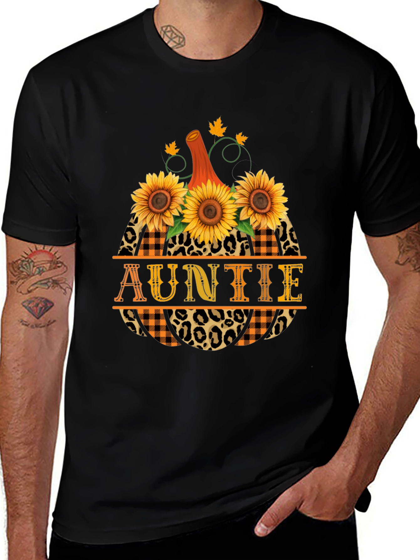 Auntie Pumpkin Sunflower Fall T-Shirt