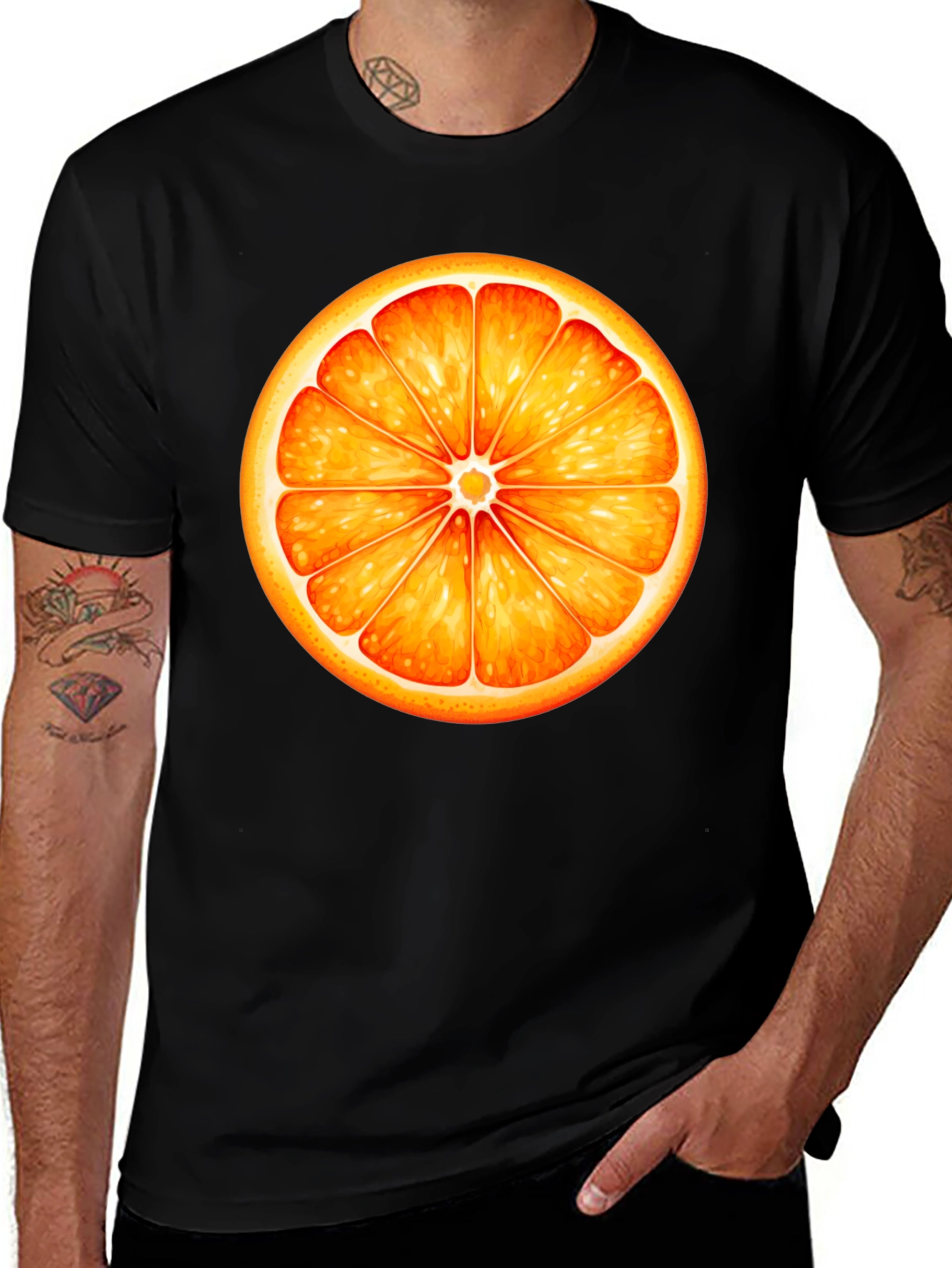 Variant 14 of Orange Slice Graphic Black T-Shirt