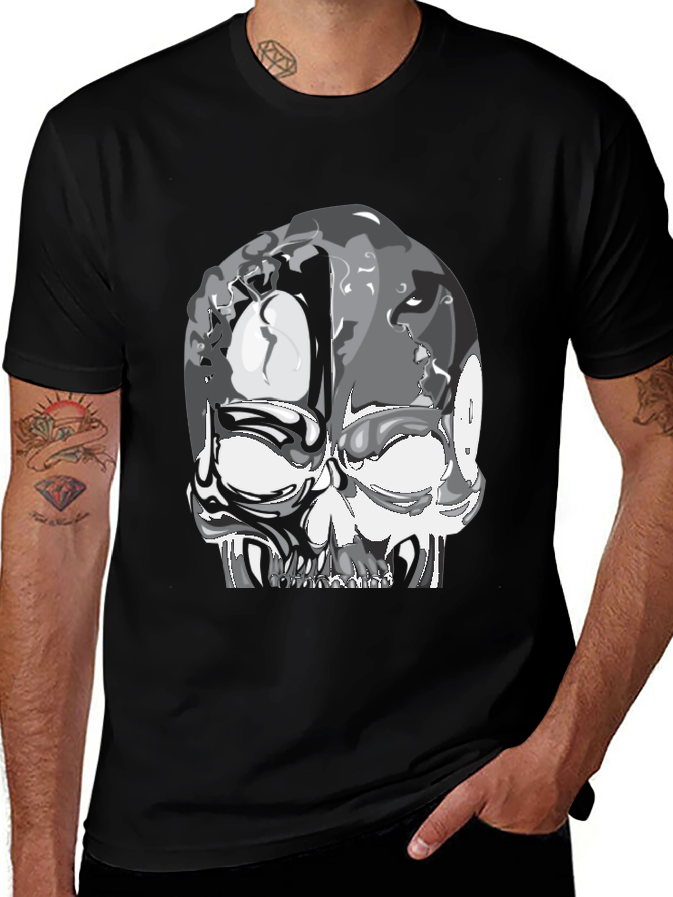 Variant 14 of Skull Graphic Print Black T-Shirt