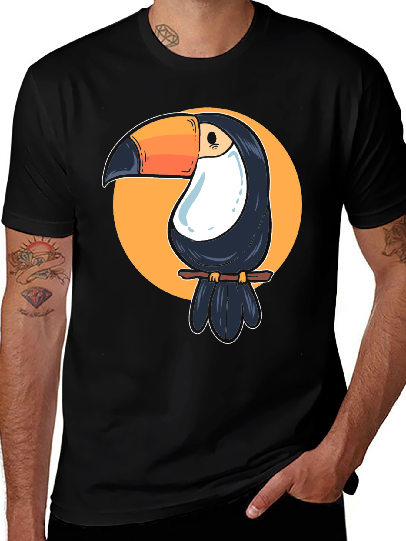 Variant 3 of Toucan Graphic Tee - Casual Black T-Shirt