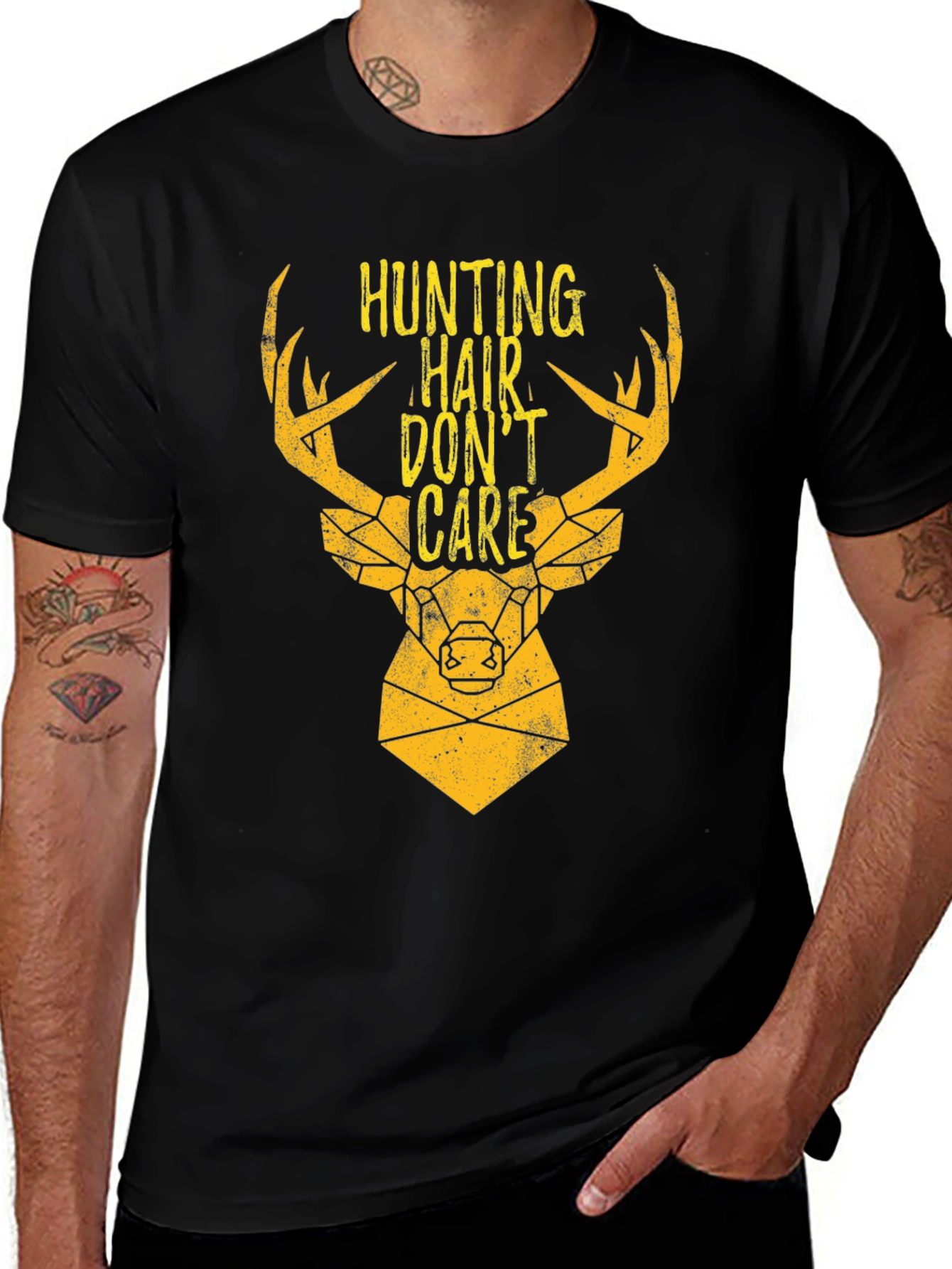 Variant 11 of Hunting Hair Don't Care Graphic Tee - Black