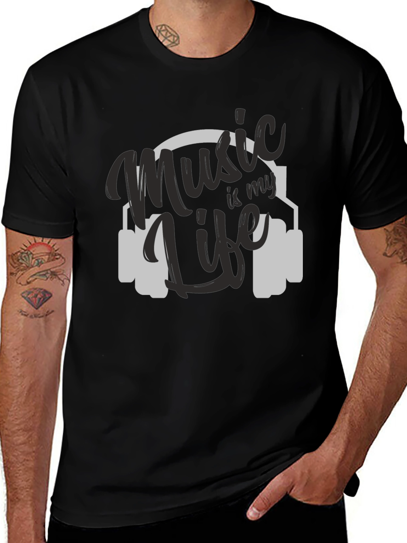 Variant 27 of Music is My Life Black T-Shirt