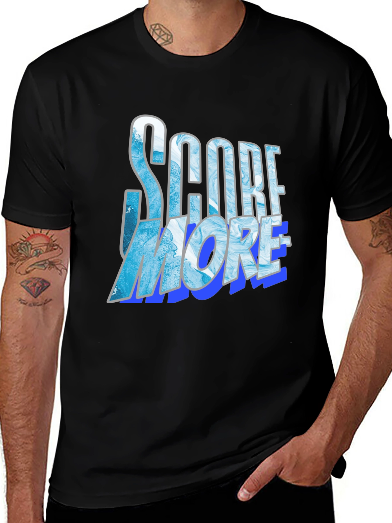 Variant 10 of Score More Graphic Tee - Cool Blue Design