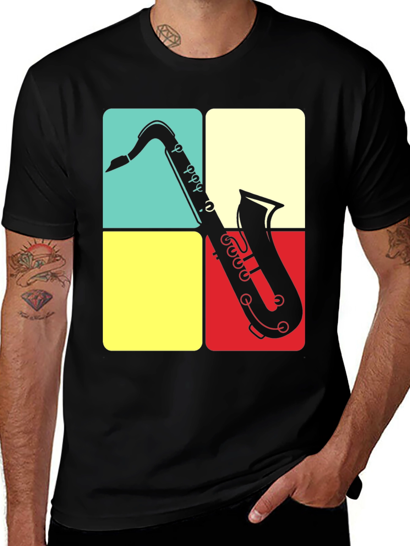 Variant 3 of Saxophone Graphic Tee | Retro Musical Shirt