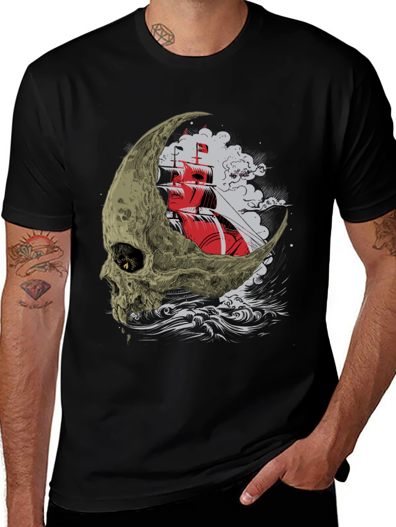 Variant 11 of Skull Moon Ship T-Shirt