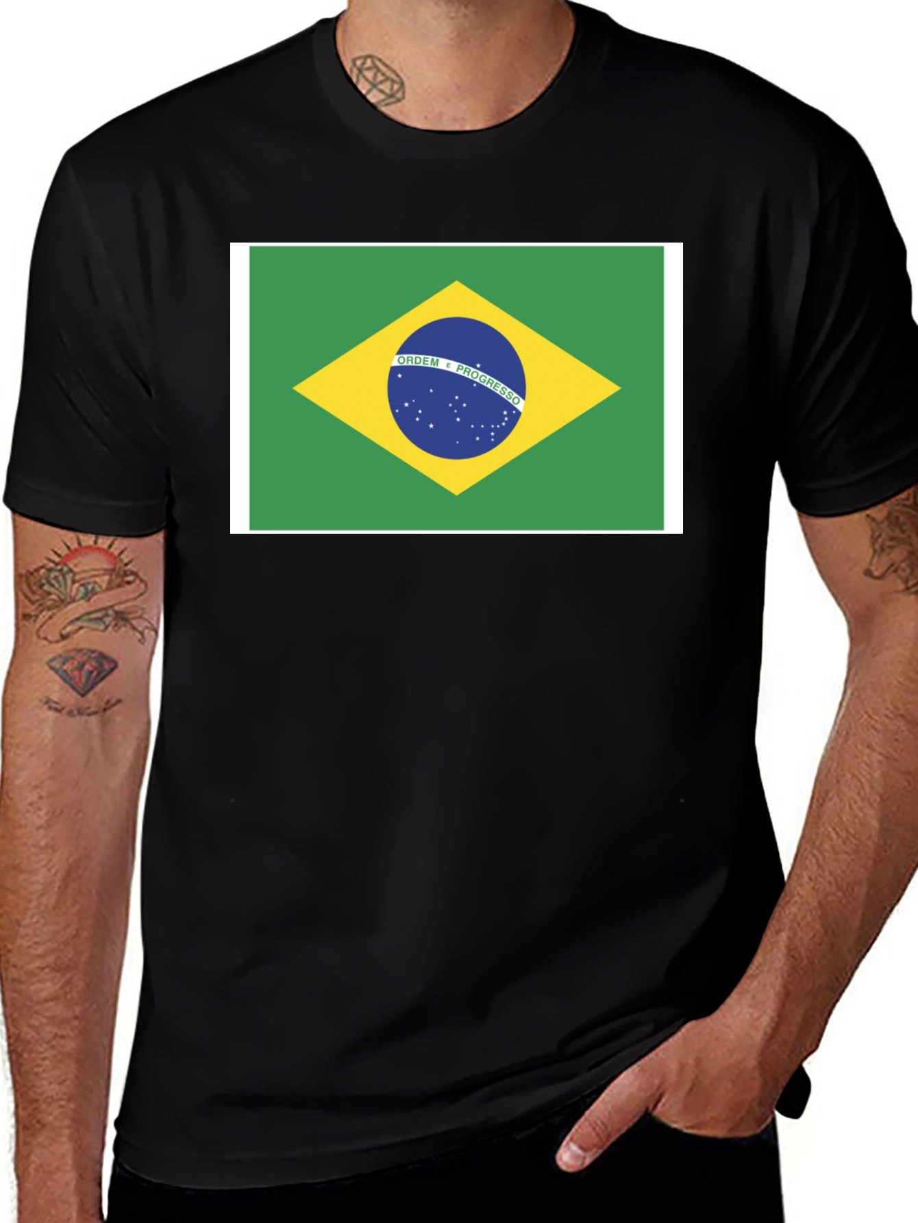 Brazil Flag Graphic T-Shirt - Black