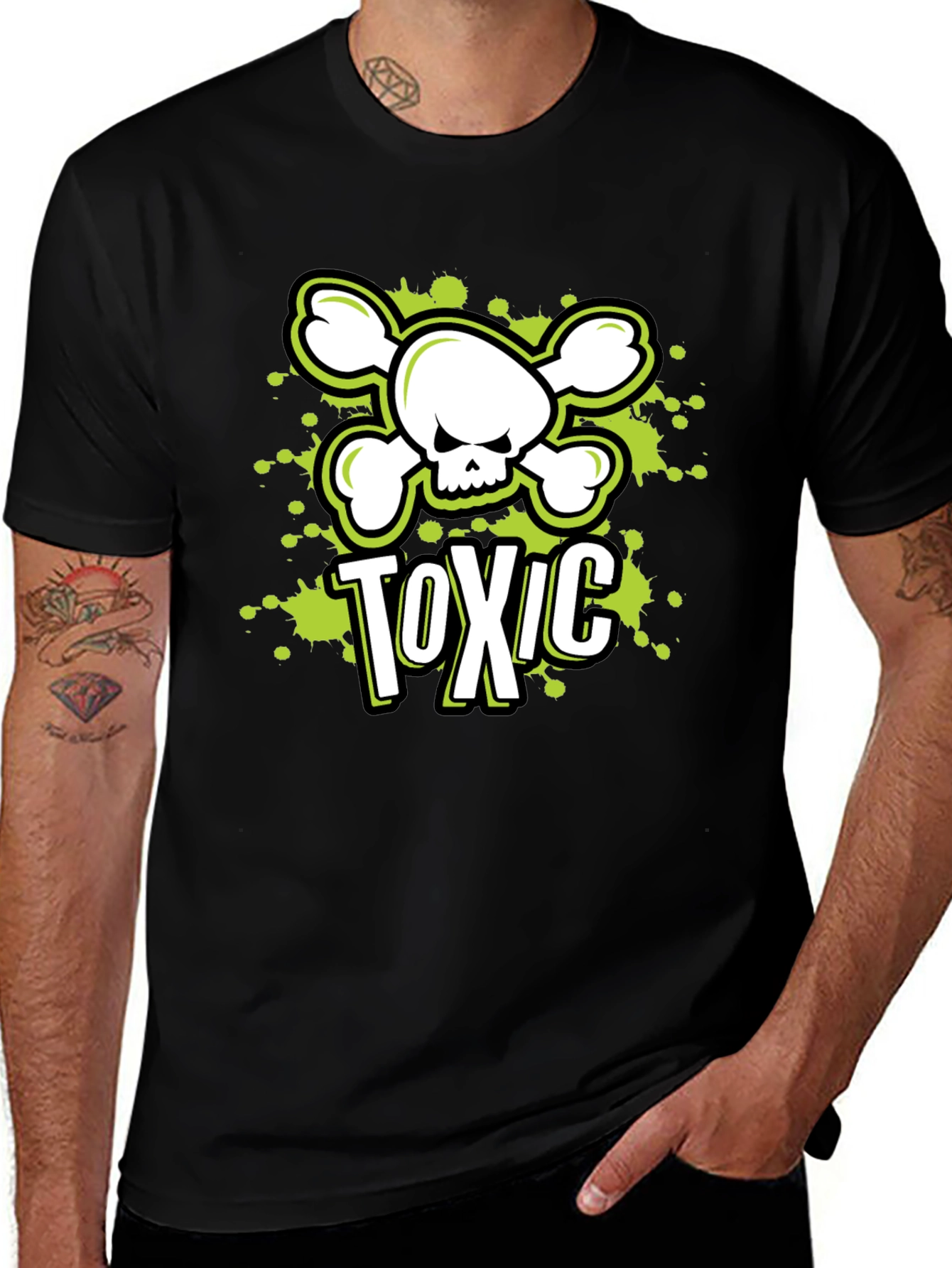 Variant 14 of Toxic Skull Graphic Tee - Men's Black T-Shirt