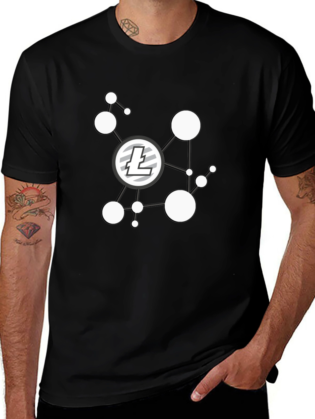 Variant 15 of Litecoin Crypto Network Black T-Shirt
