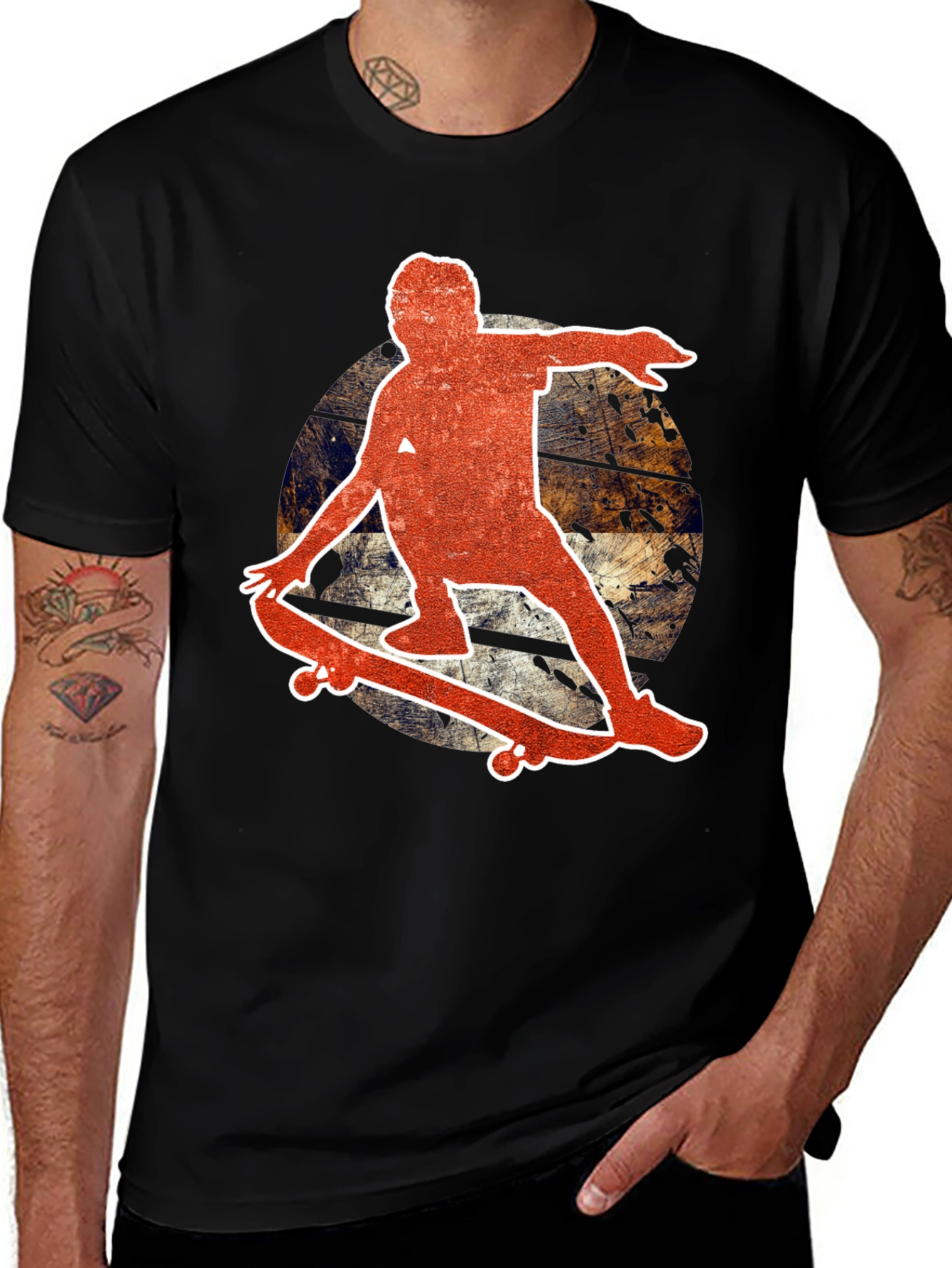 Skateboarder Graphic Black T-Shirt