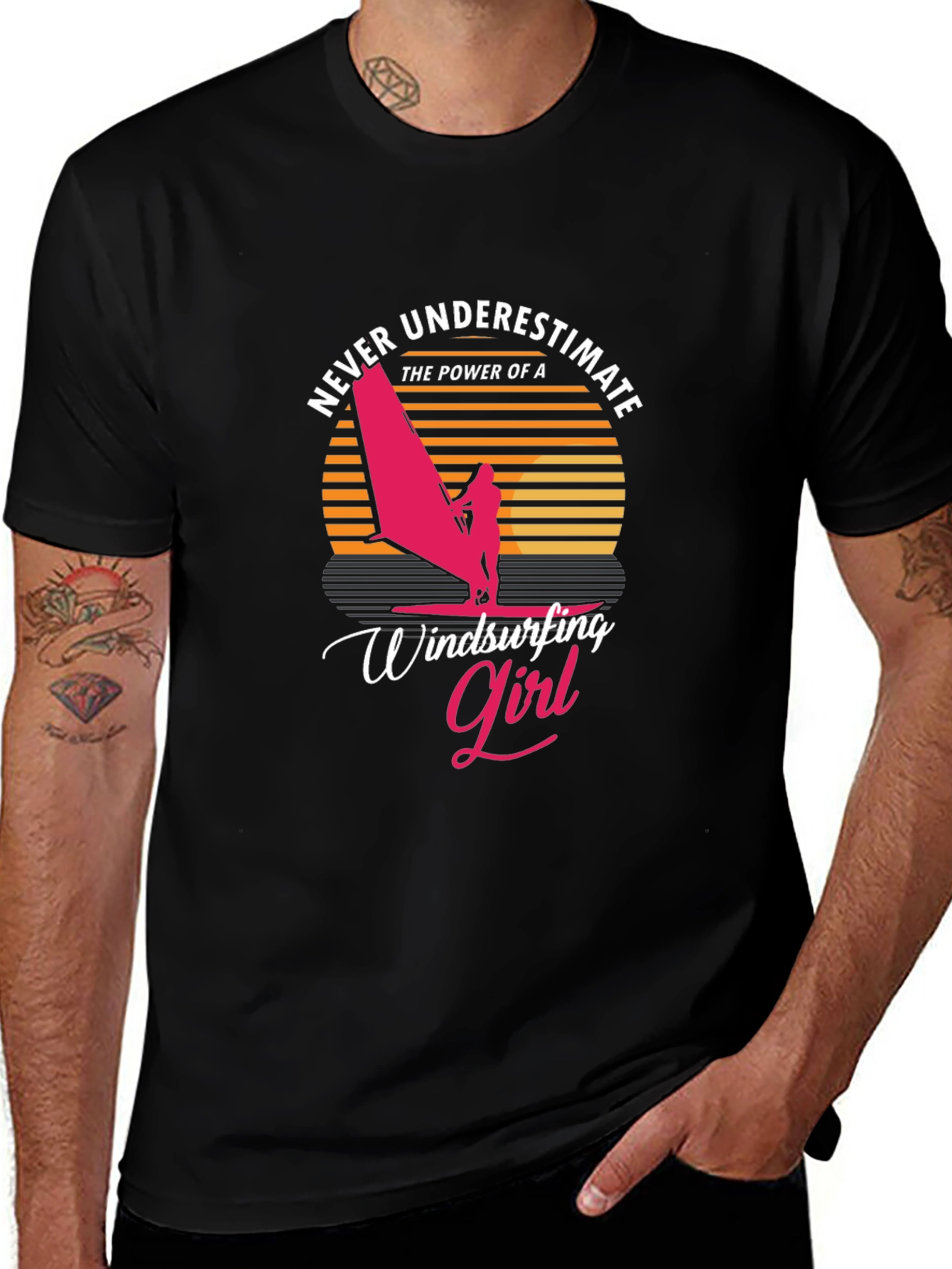 Never Underestimate Windsurfing Girl T-Shirt