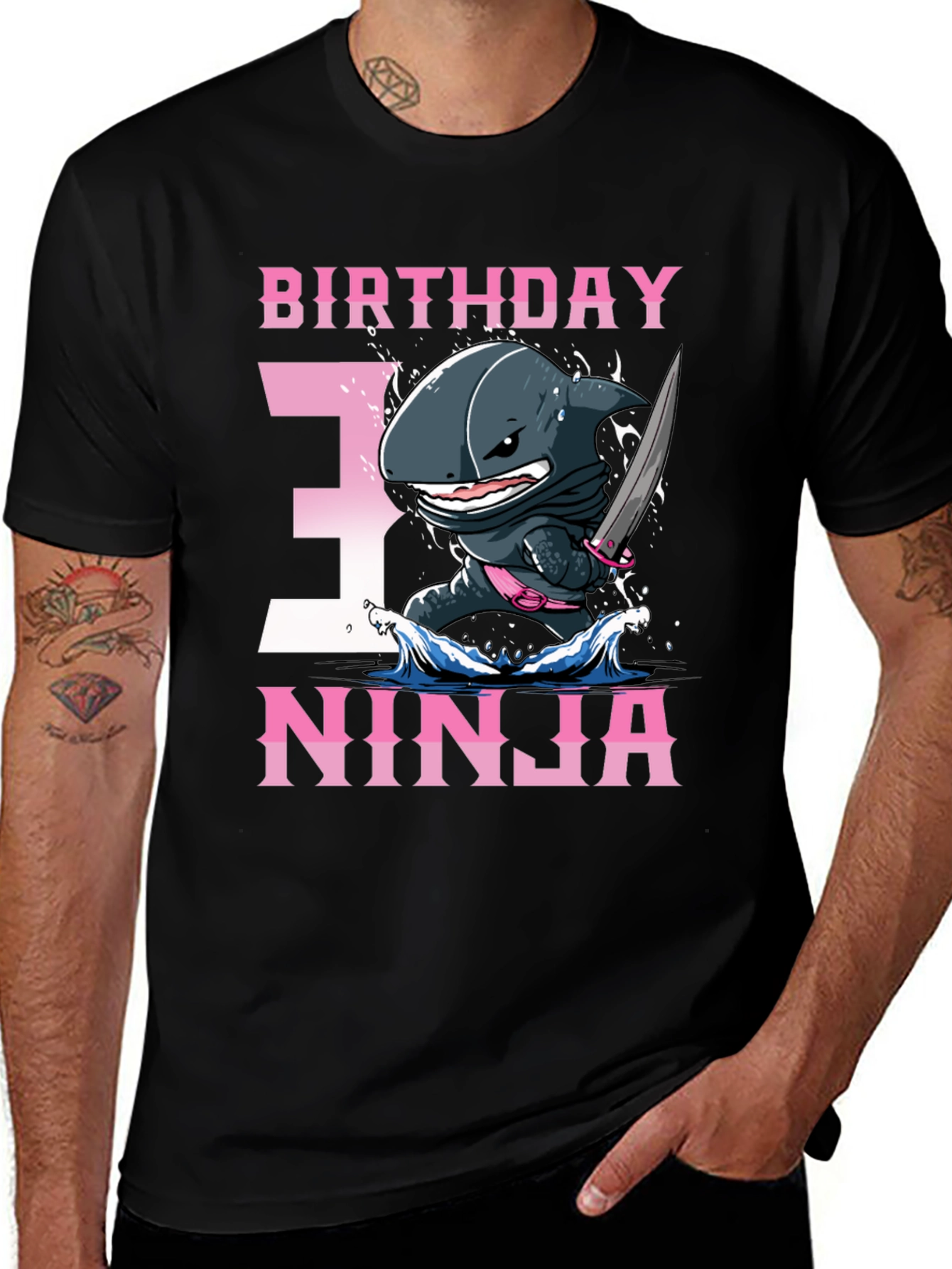 Variant 8 of Birthday Ninja Shark T-Shirt - Size 3
