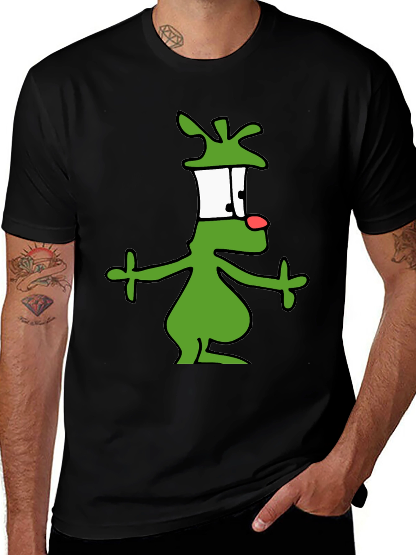 Variant 28 of Cartoon Alien Graphic Black T-Shirt