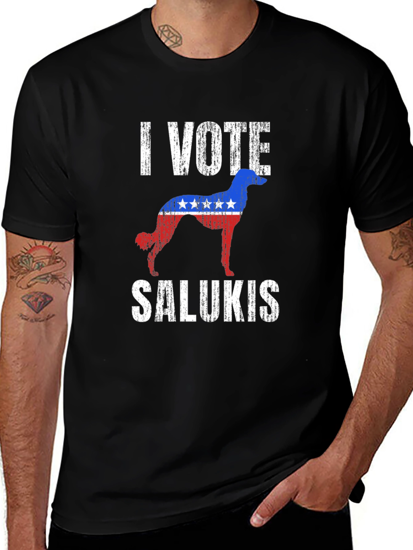 I Vote Salukis Patriotic Dog T-Shirt