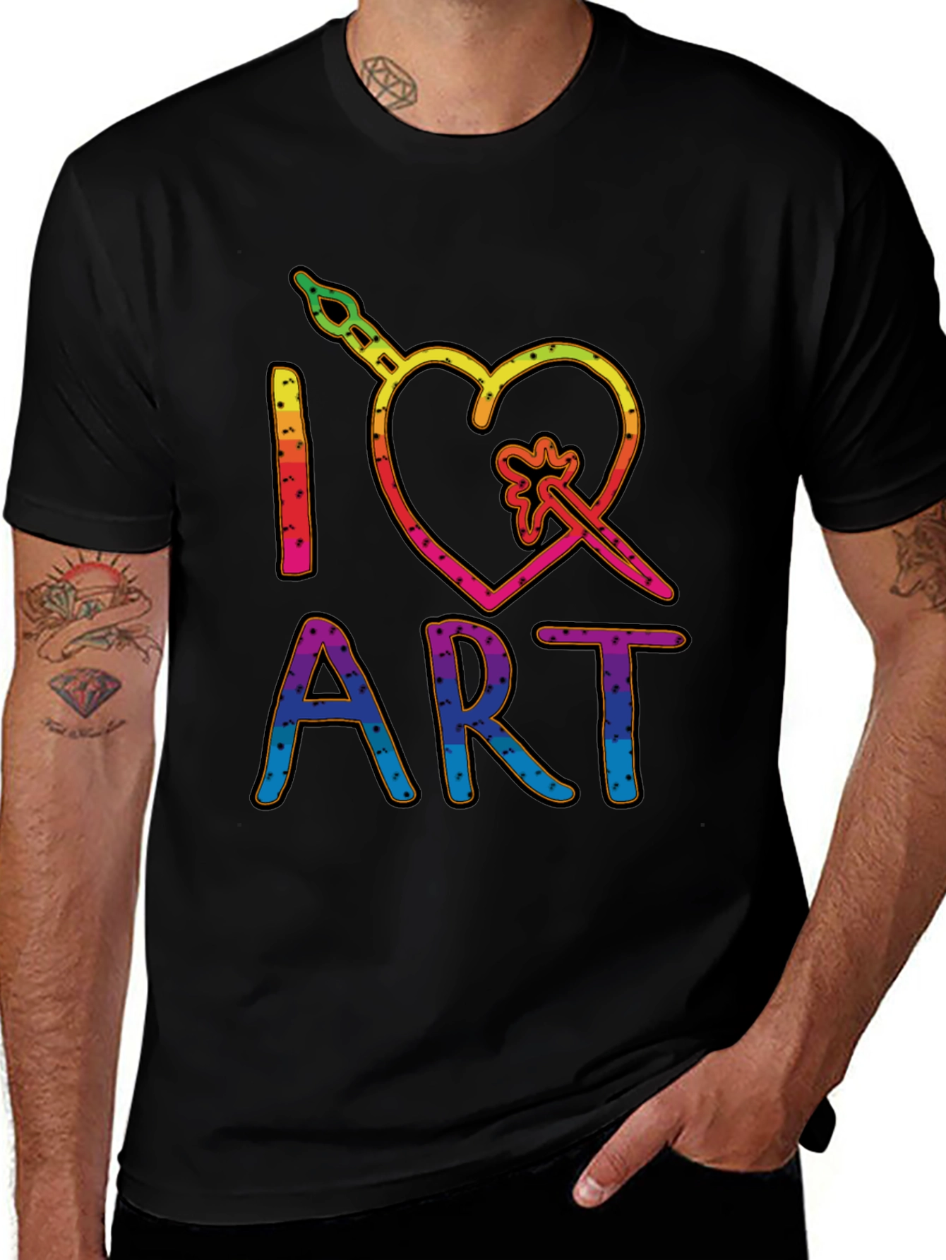 Variant 27 of I Heart Art Graphic T-Shirt - Rainbow Design