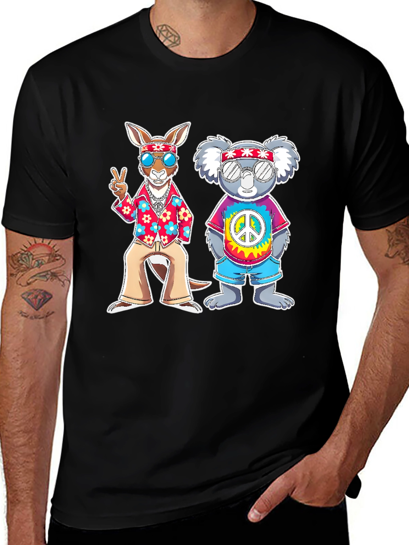 Variant 3 of Hippie Kangaroo & Koala Graphic T-Shirt