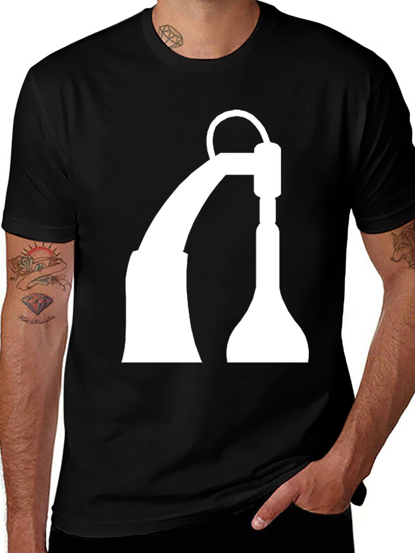 Variant 8 of Black T-Shirt with White Industrial Crane Design