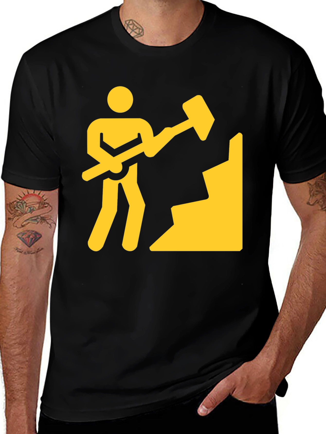 Variant 28 of Miner Graphic Tee - Black Cotton Crew Neck