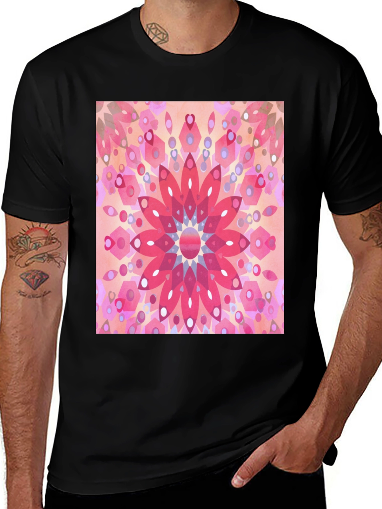Variant 29 of Geometric Floral Mandala Graphic Tee