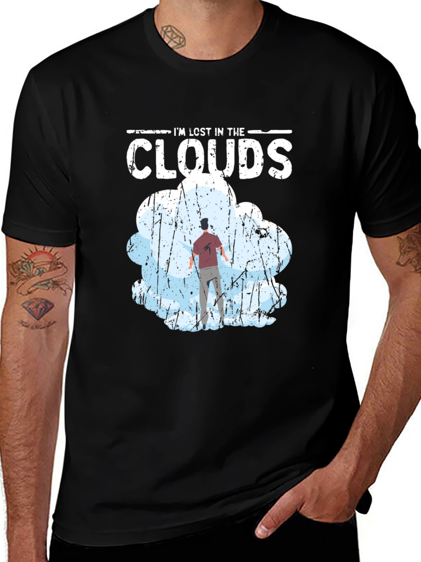 Black Lost in the Clouds Graphic T-Shirt - Unique Design main image