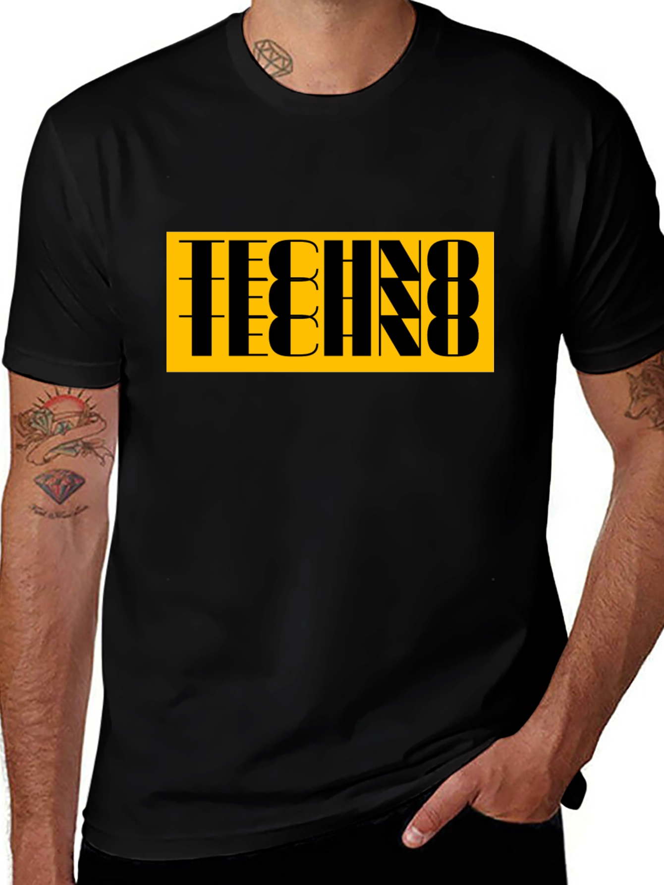 Variant 8 of Bold Techno Graphic Tee - Black