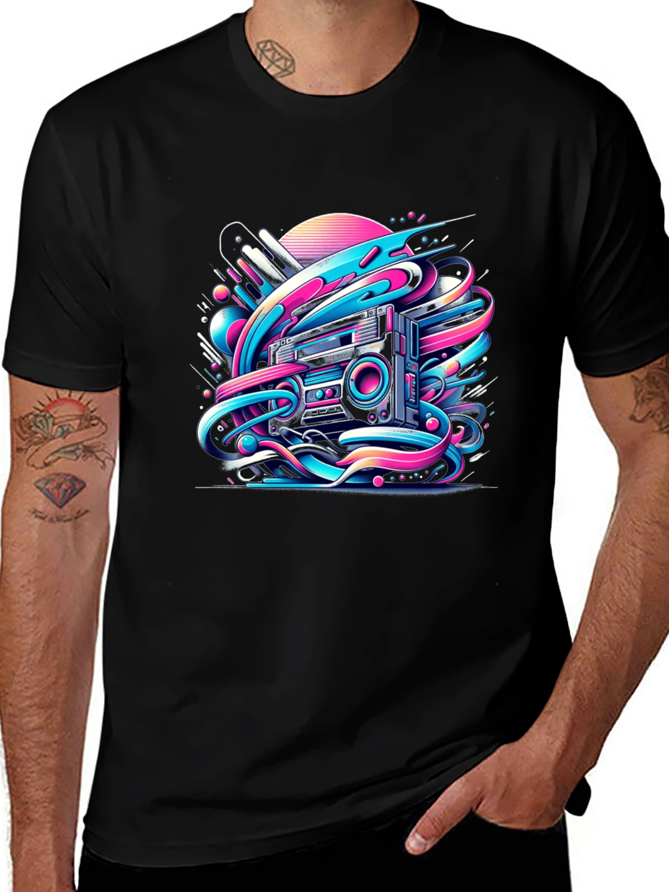 Variant 12 of Retro Boombox Graphic Tee - 80s Style Music Shirt