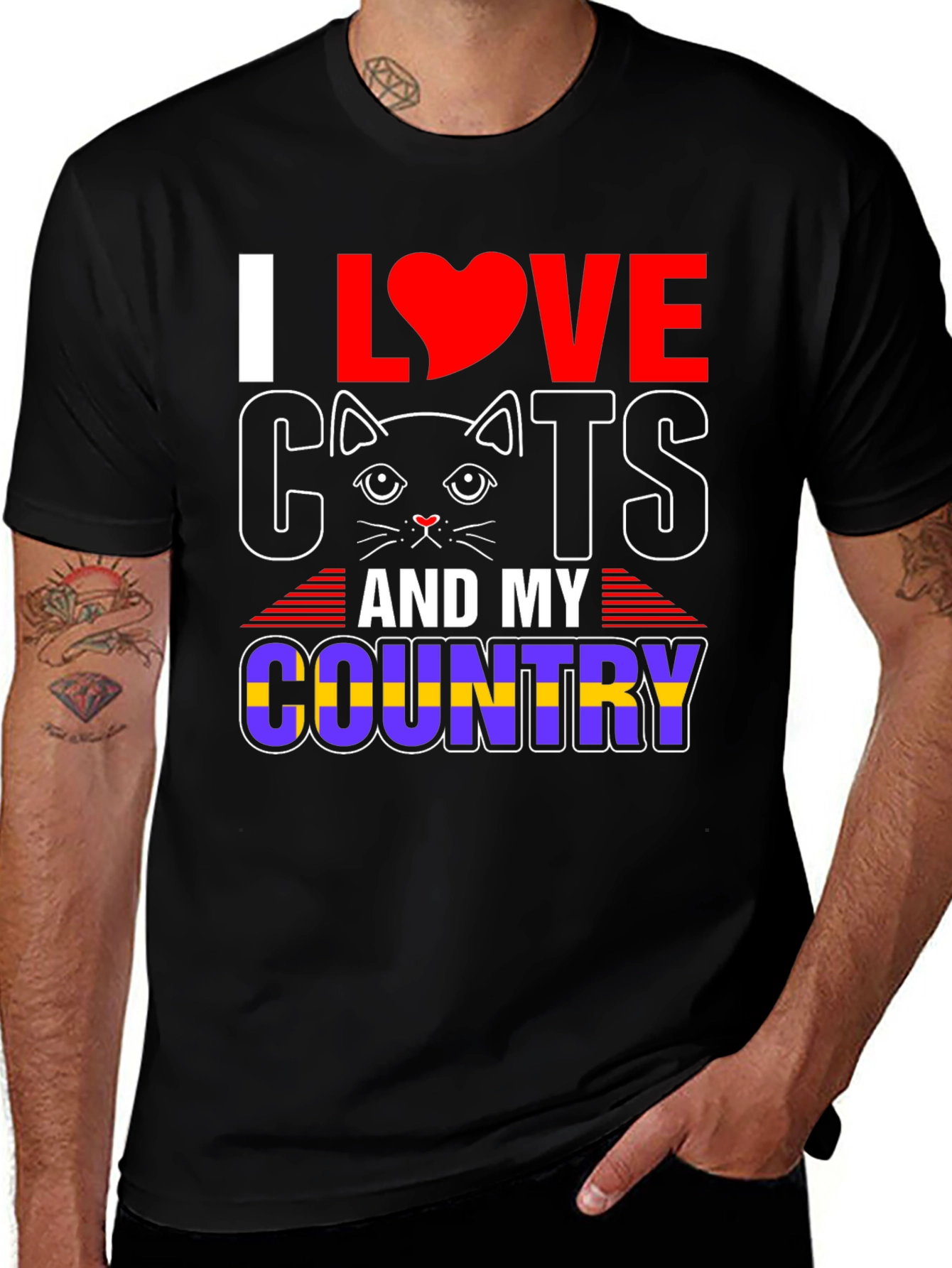 Variant 29 of I Love Cats and My Country Graphic T-Shirt