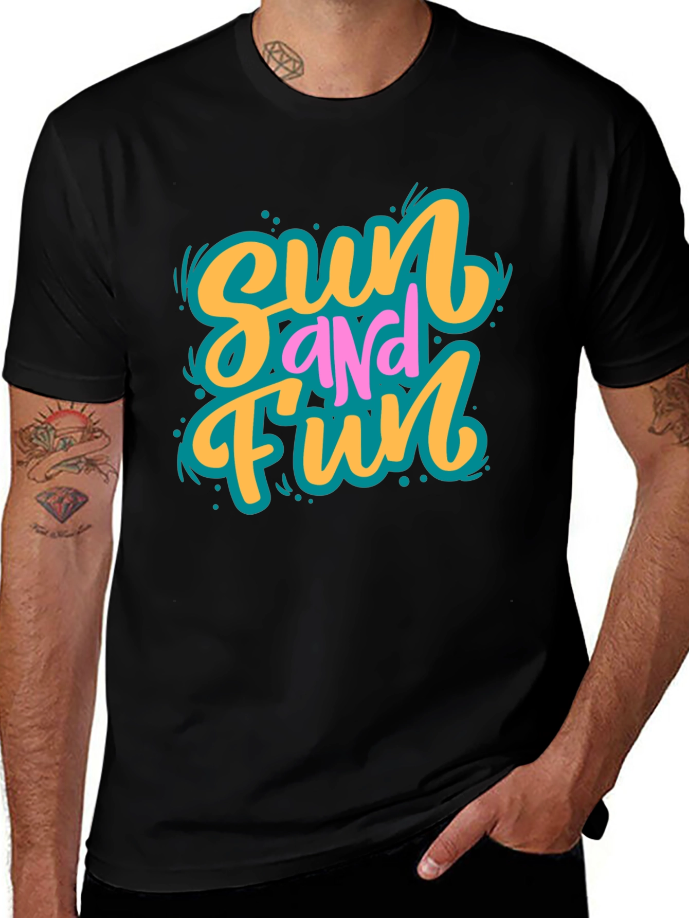 Variant 20 of Sun and Fun Black Graphic T-Shirt
