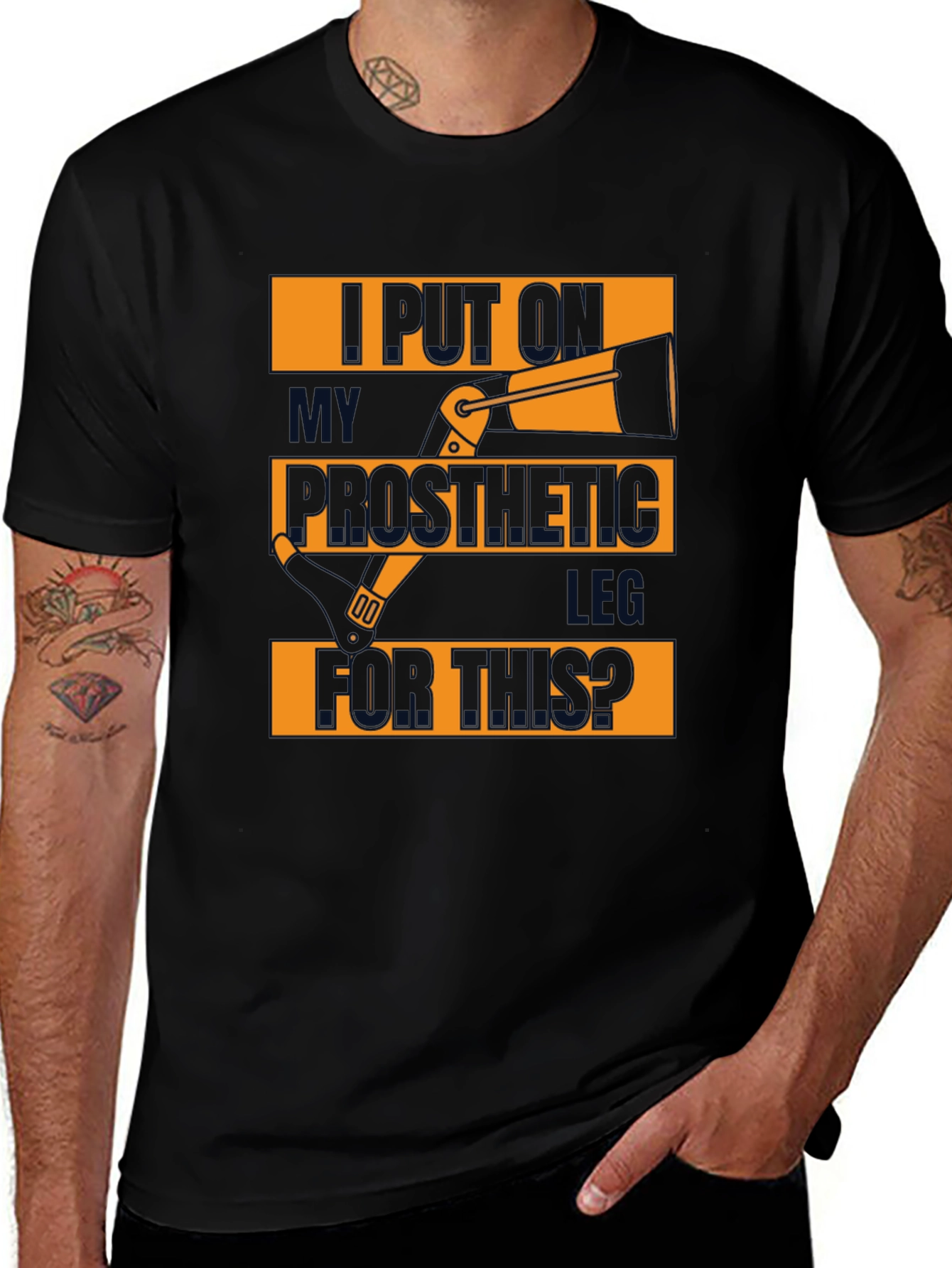 Variant 10 of Prosthetic Leg T-Shirt - Humorous Design