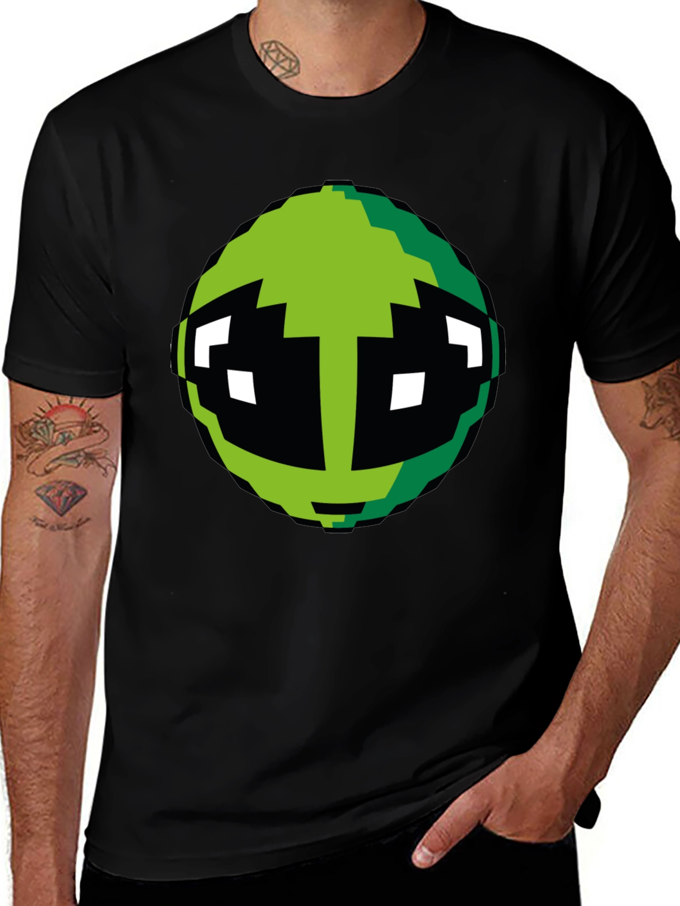 Variant 8 of Pixel Alien Graphic T-Shirt - Classic Black Tee