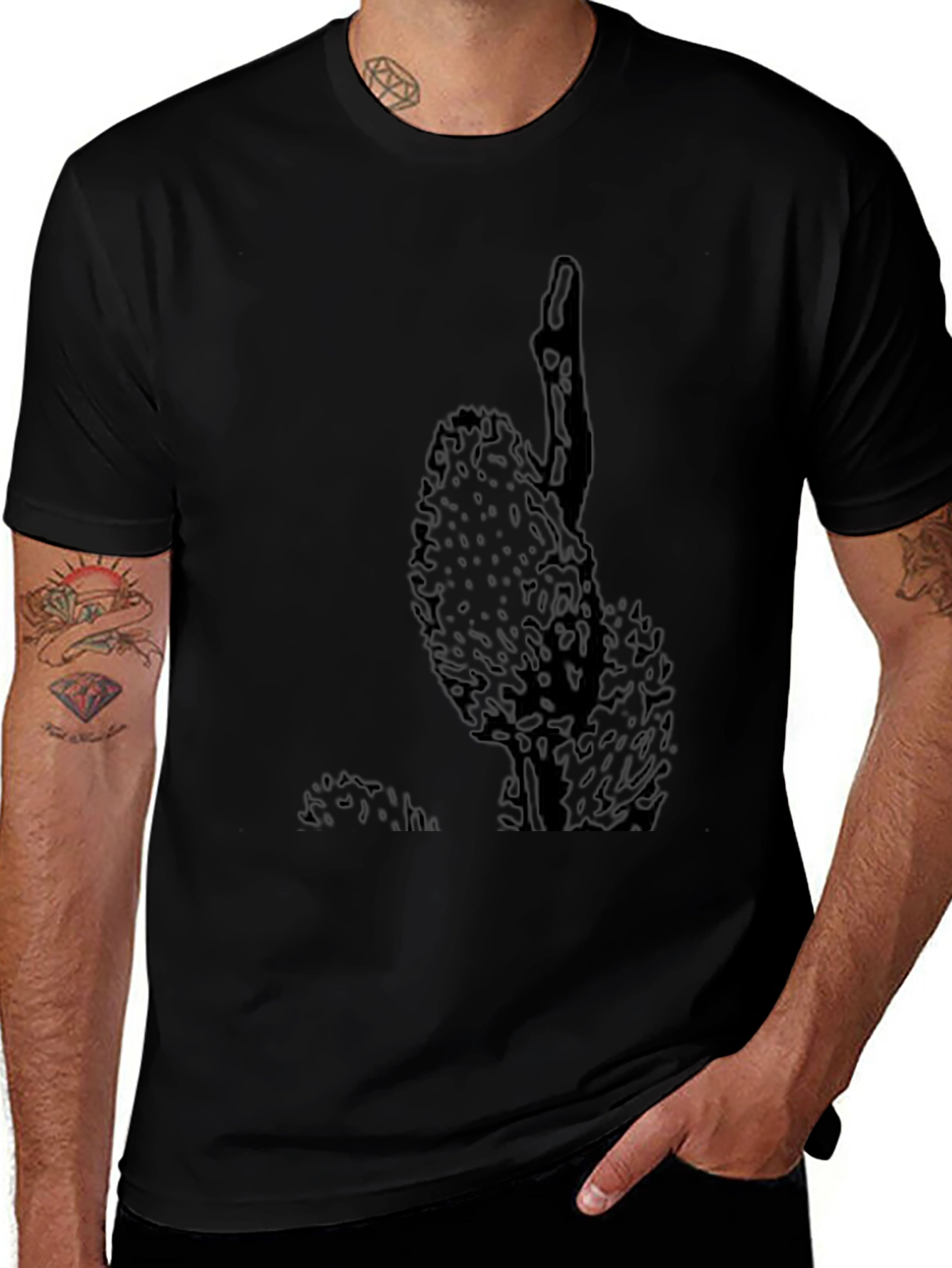 Variant 20 of Men's Black Cactus Graphic Tee