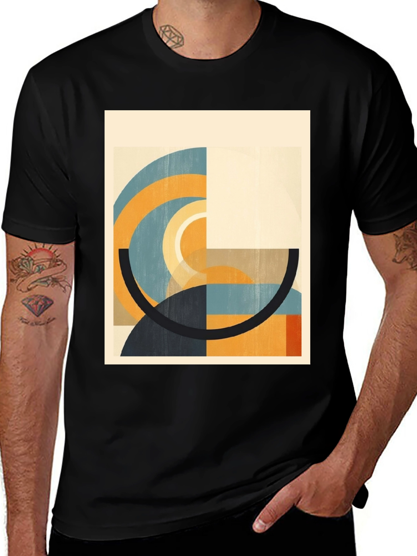 Variant 30 of Abstract Geometric Art Black T-Shirt