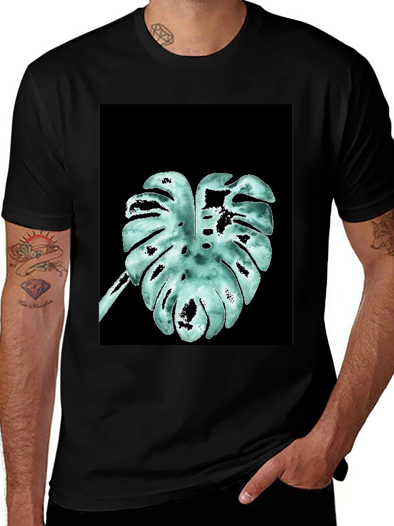 Monstera Leaf Graphic Tee - Unique Artistic Design