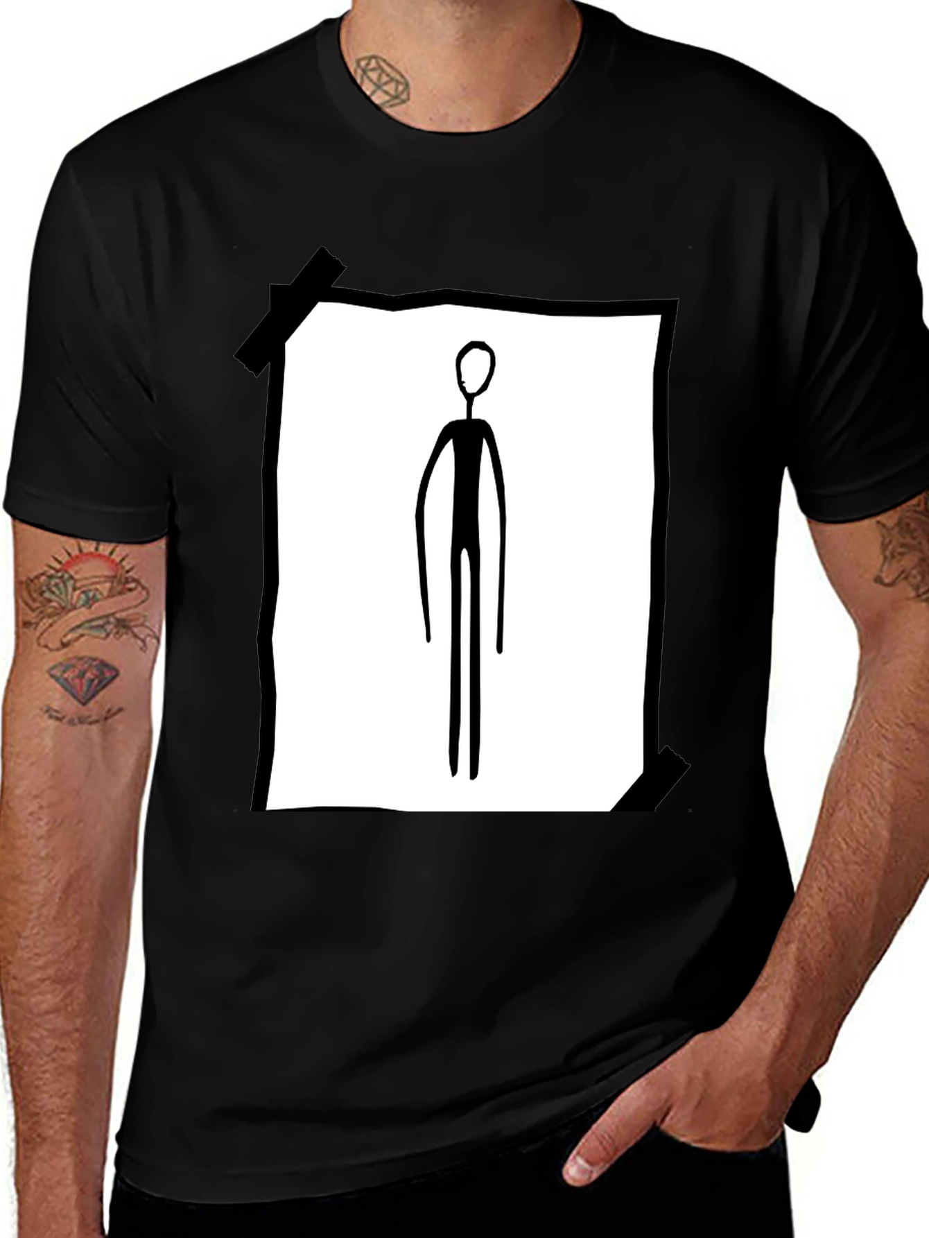 Variant 18 of Unique Stick Figure Graphic Black T-Shirt
