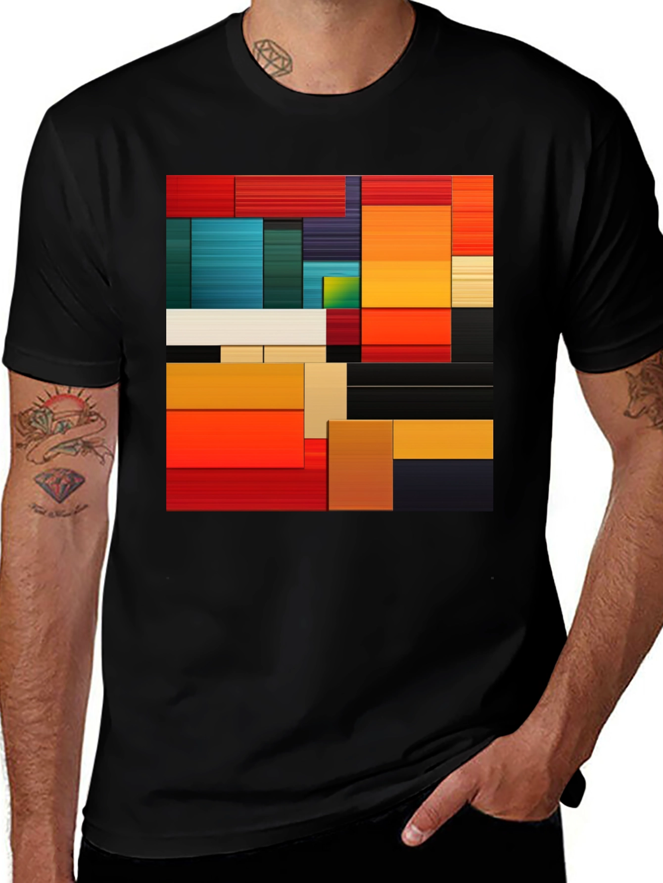 Variant 28 of Abstract Geometric Block T-Shirt - Bold Graphic Tee