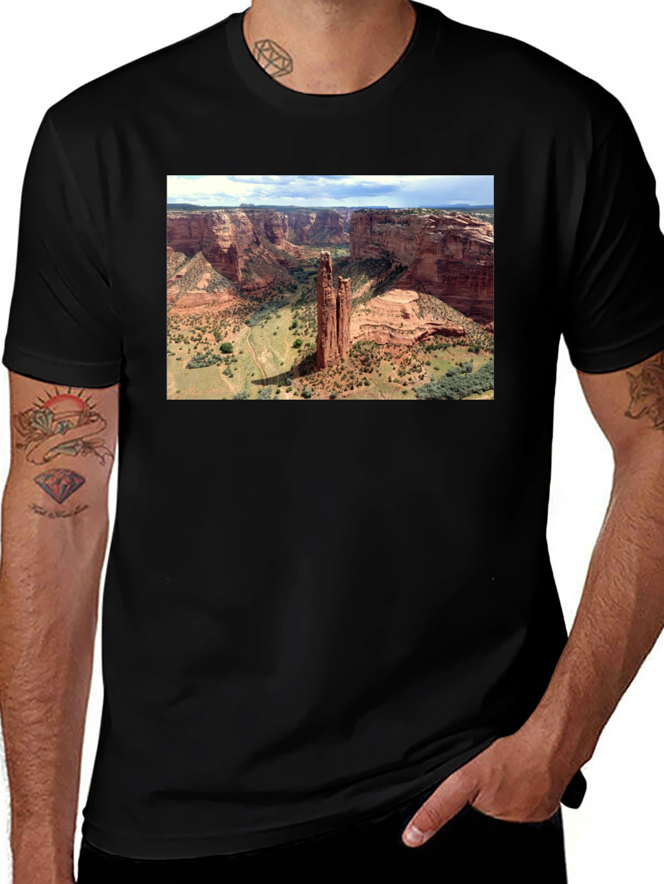 Variant 27 of Canyon Landscape Graphic Tee - Black Cotton T-Shirt