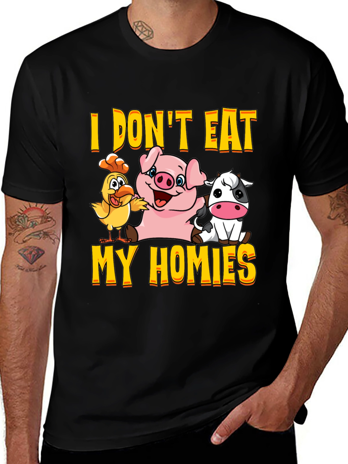 Variant 10 of Vegan Graphic Tee - I Don't Eat My Homies
