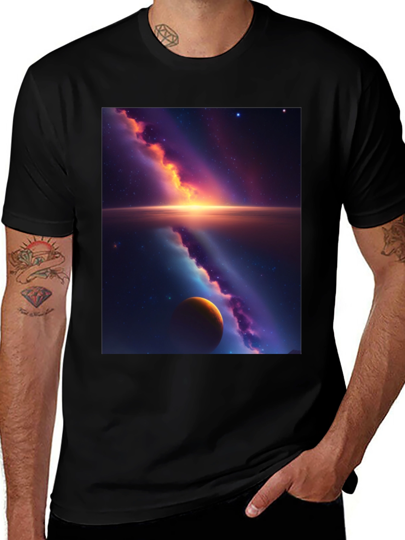 Variant 8 of Galaxy Graphic Tee - Black Cotton Blend