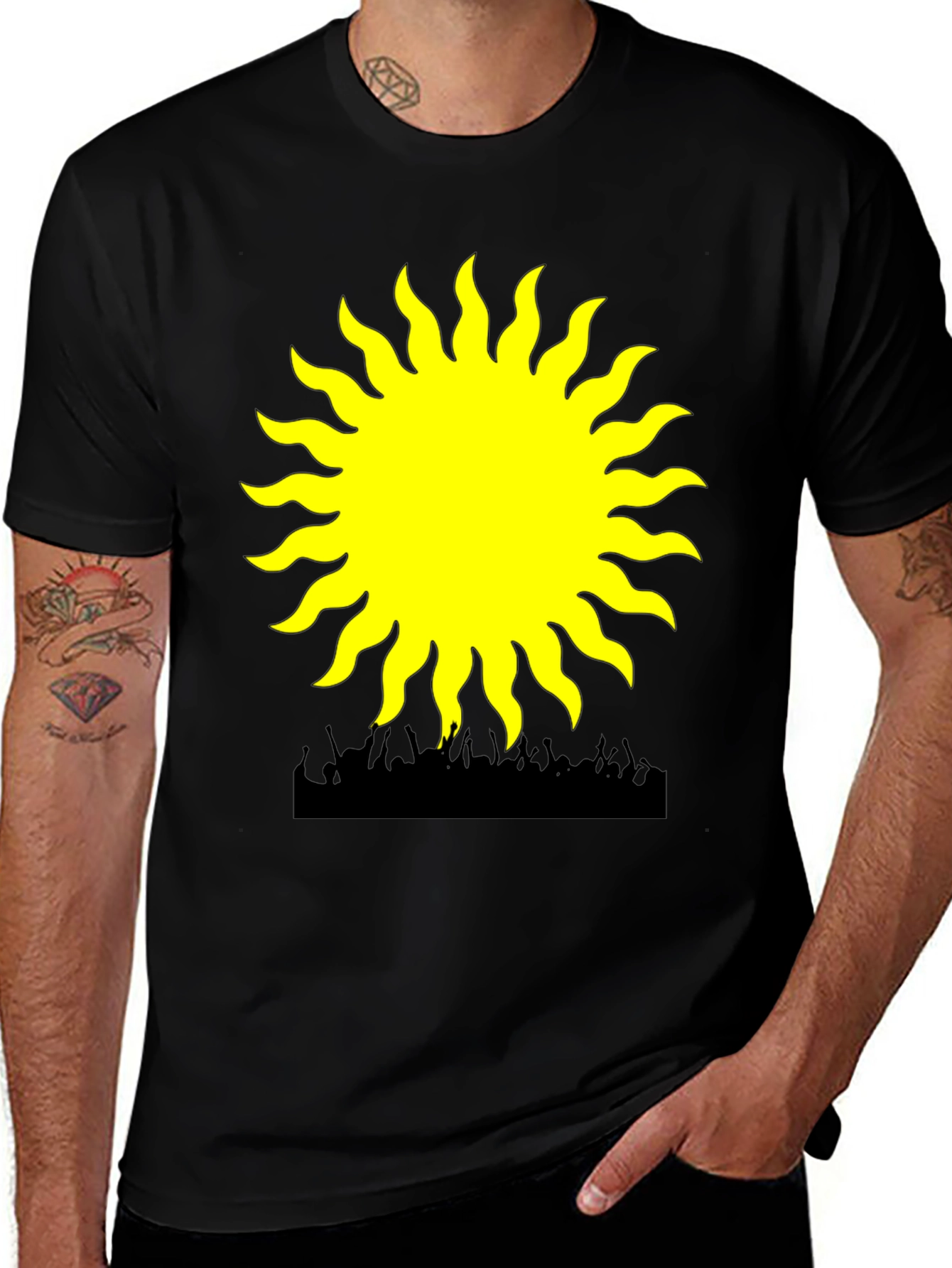 Variant 29 of Radiant Sun Graphic Tee - Black Cotton Blend