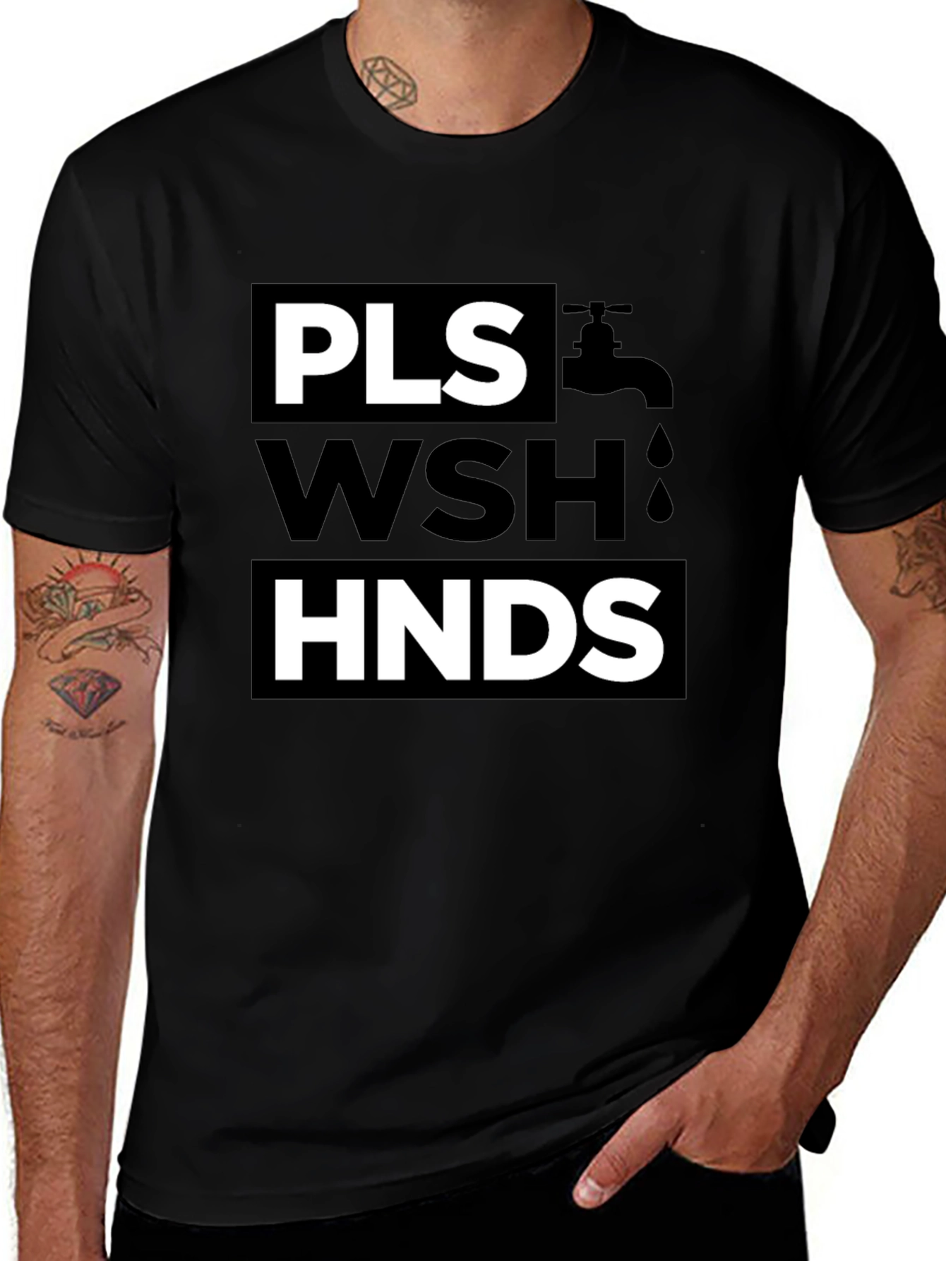 Variant 27 of Please Wash Hands T-Shirt - Hygiene Awareness Tee