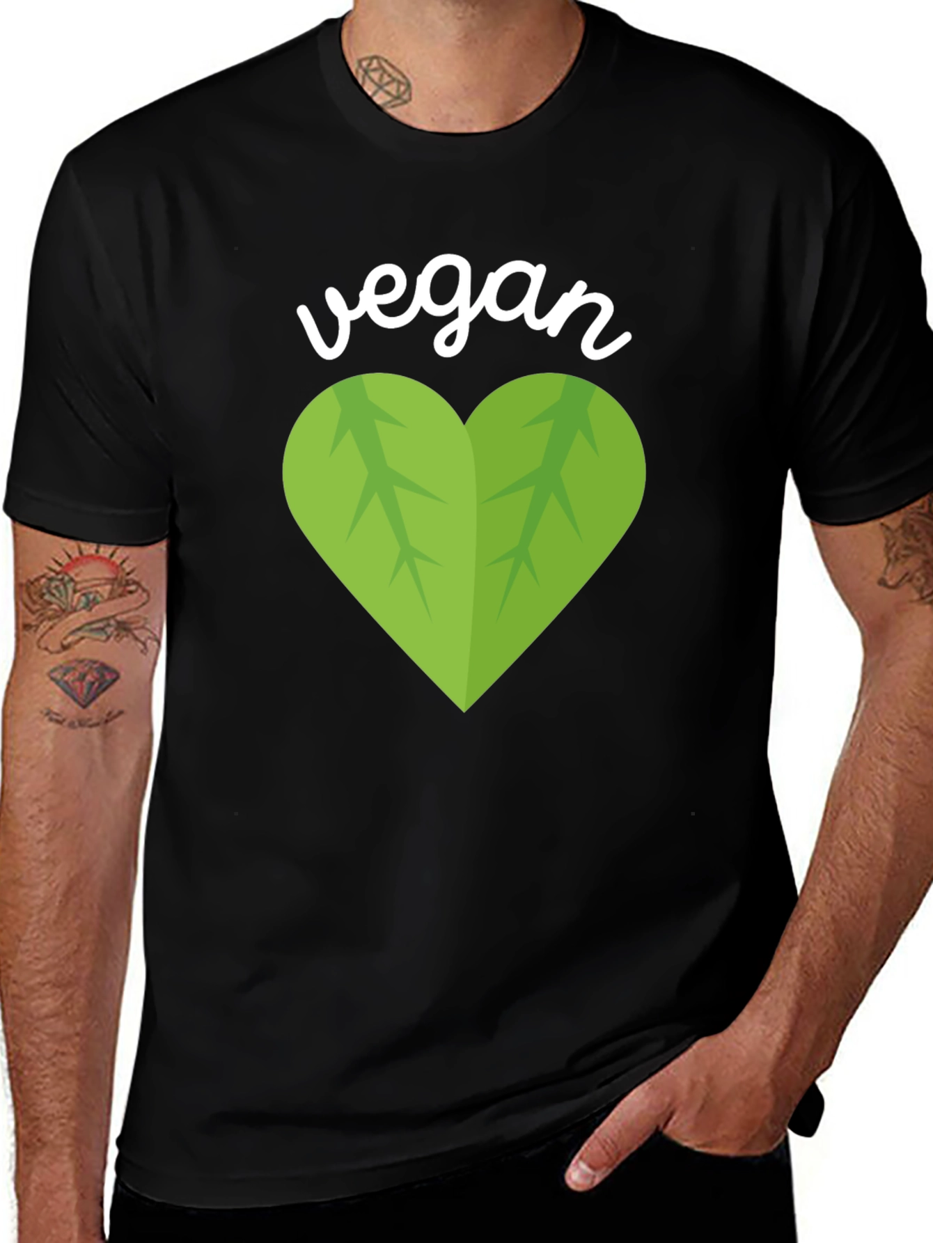 Variant 17 of Vegan Heart Graphic T-Shirt - Black