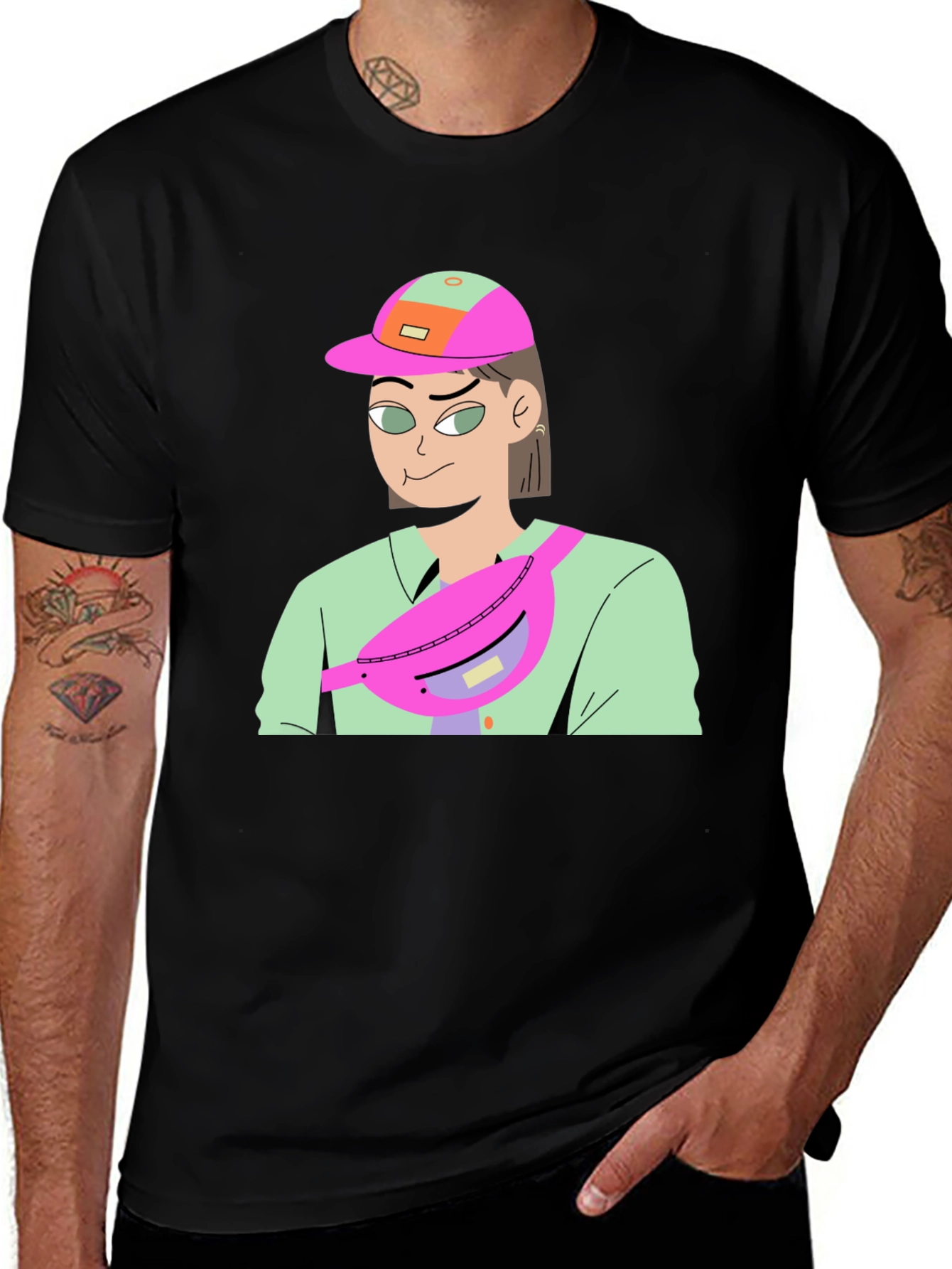 Variant 4 of Funky Cartoon Graphic Tee - Unisex Black T-Shirt