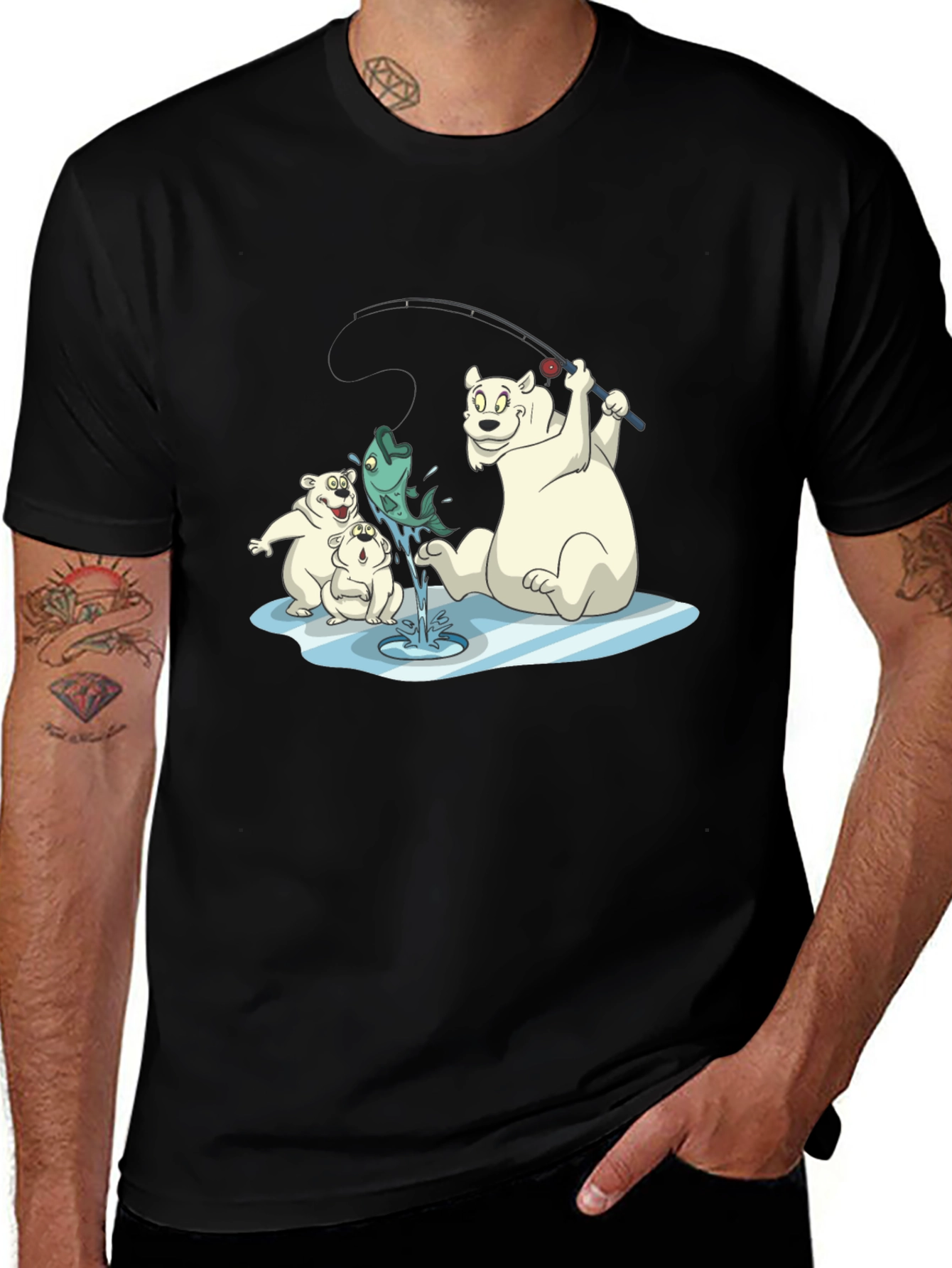 Variant 4 of Polar Bear Fishing T-Shirt