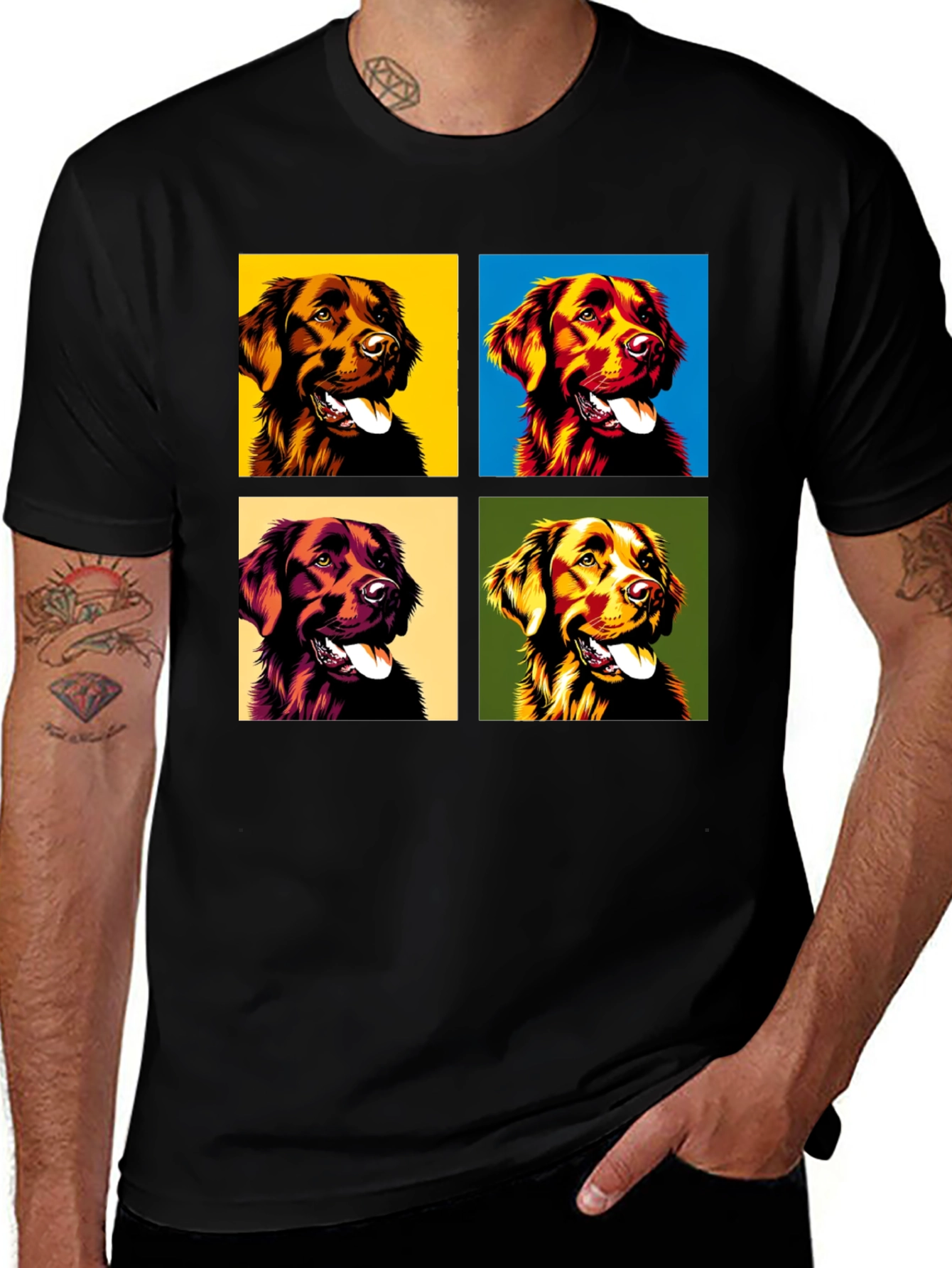 Variant 16 of Pop Art Dog Graphic Tee - Black